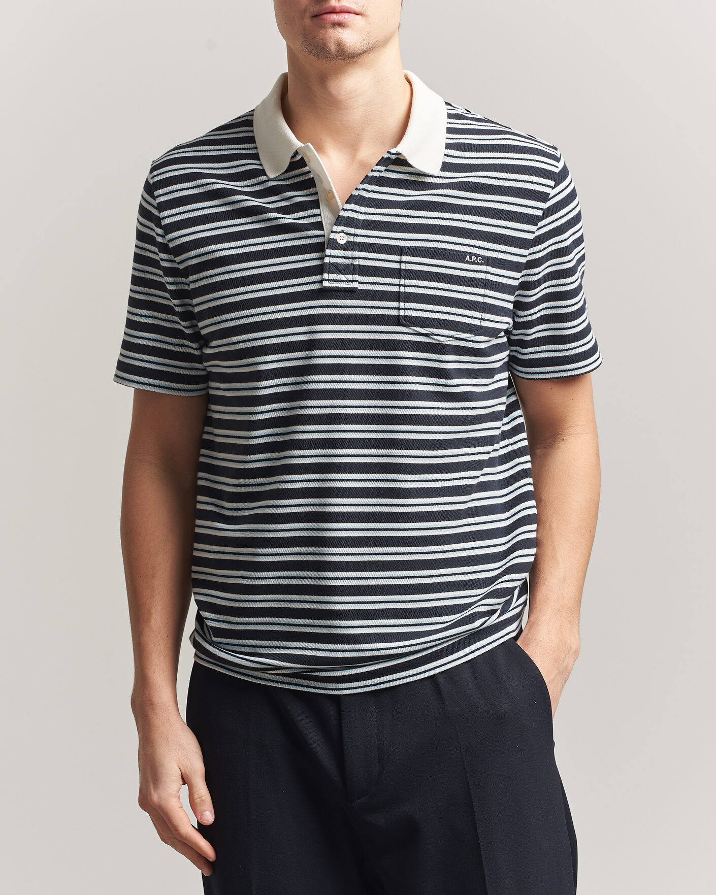Herre | Polotrøjer | A.P.C. | Oscar Striped Polo Dark Navy