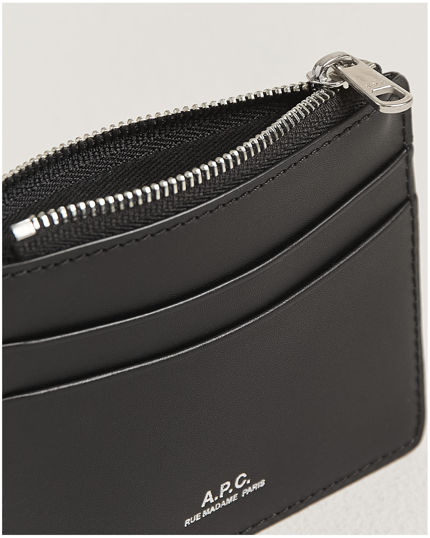 Herre | Punge | A.P.C. | Zip Calf Leather Card Holder Black