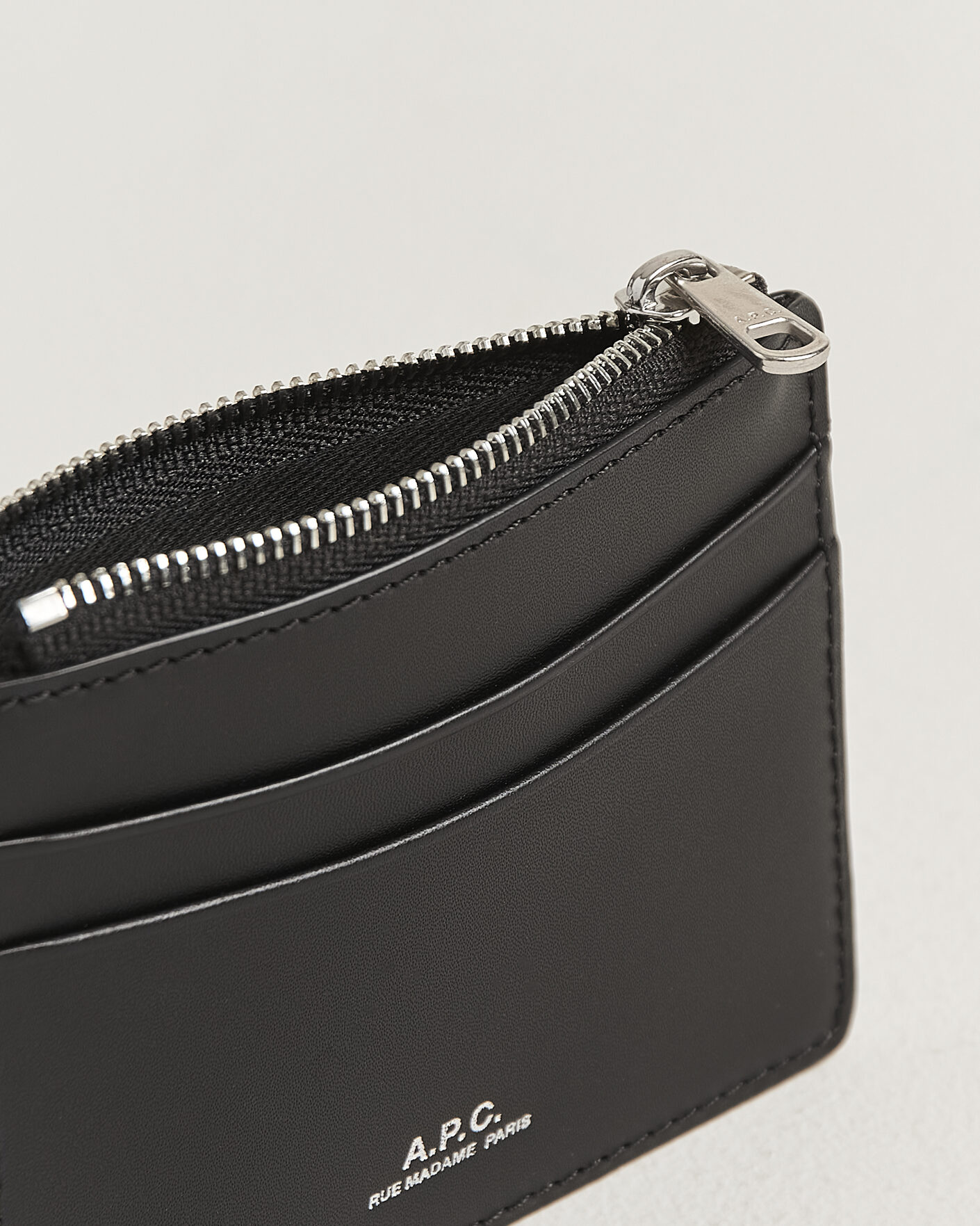 Herre | Punge | A.P.C. | Zip Calf Leather Card Holder Black
