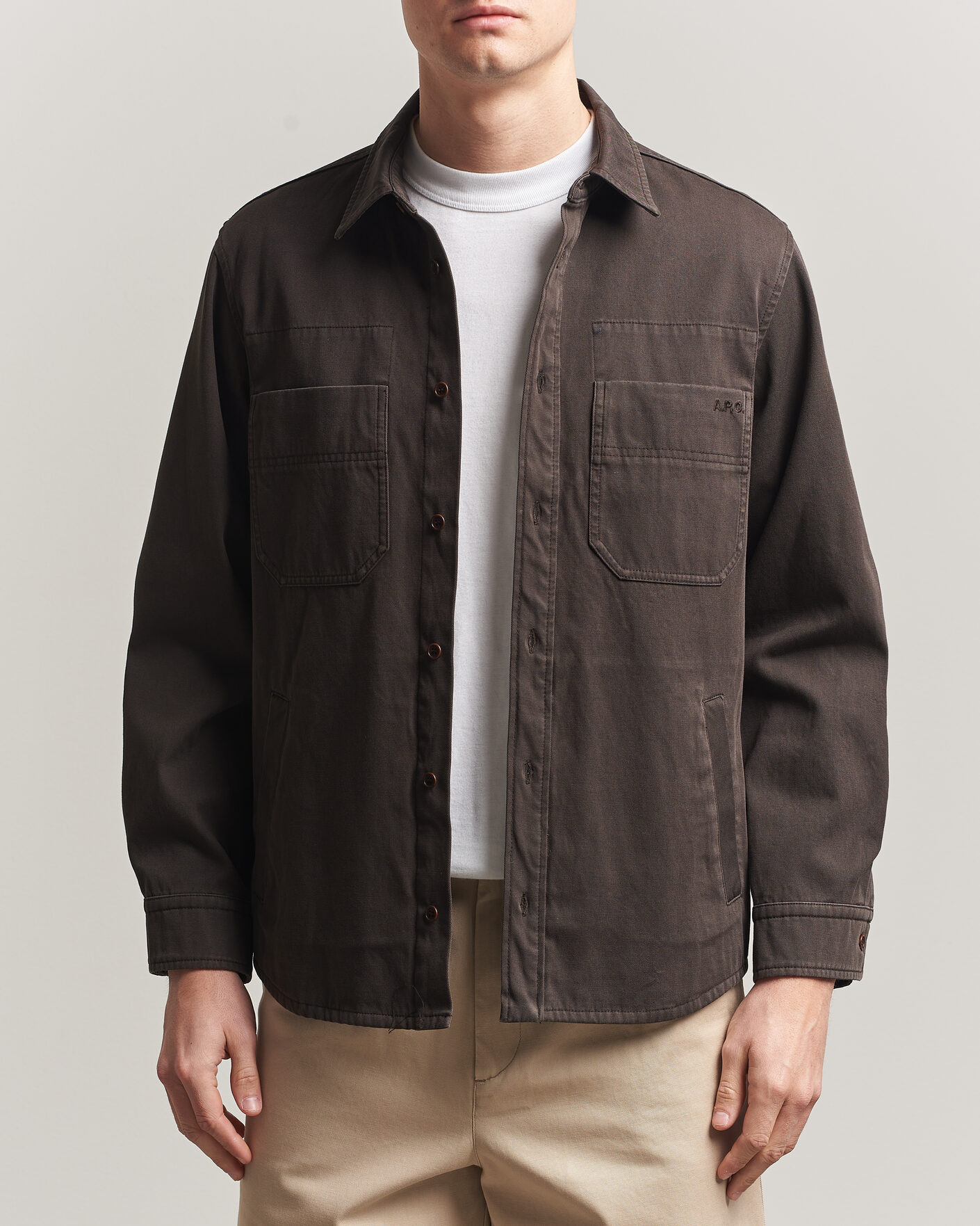 Herre | Skjorter | A.P.C. | Noah Cotton Overshirt Dark Brown
