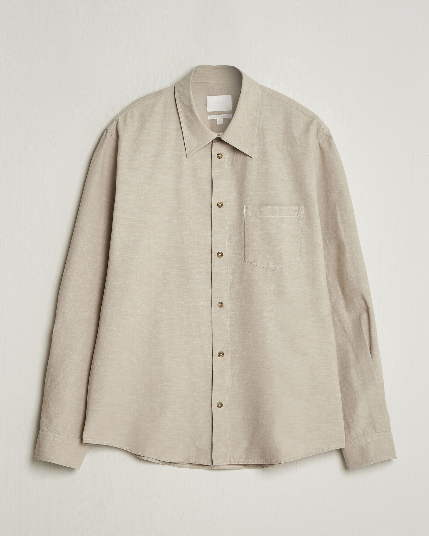 Herre | Skjorter | A.P.C. | Harris Cotton/Linen Shirt Sage Green