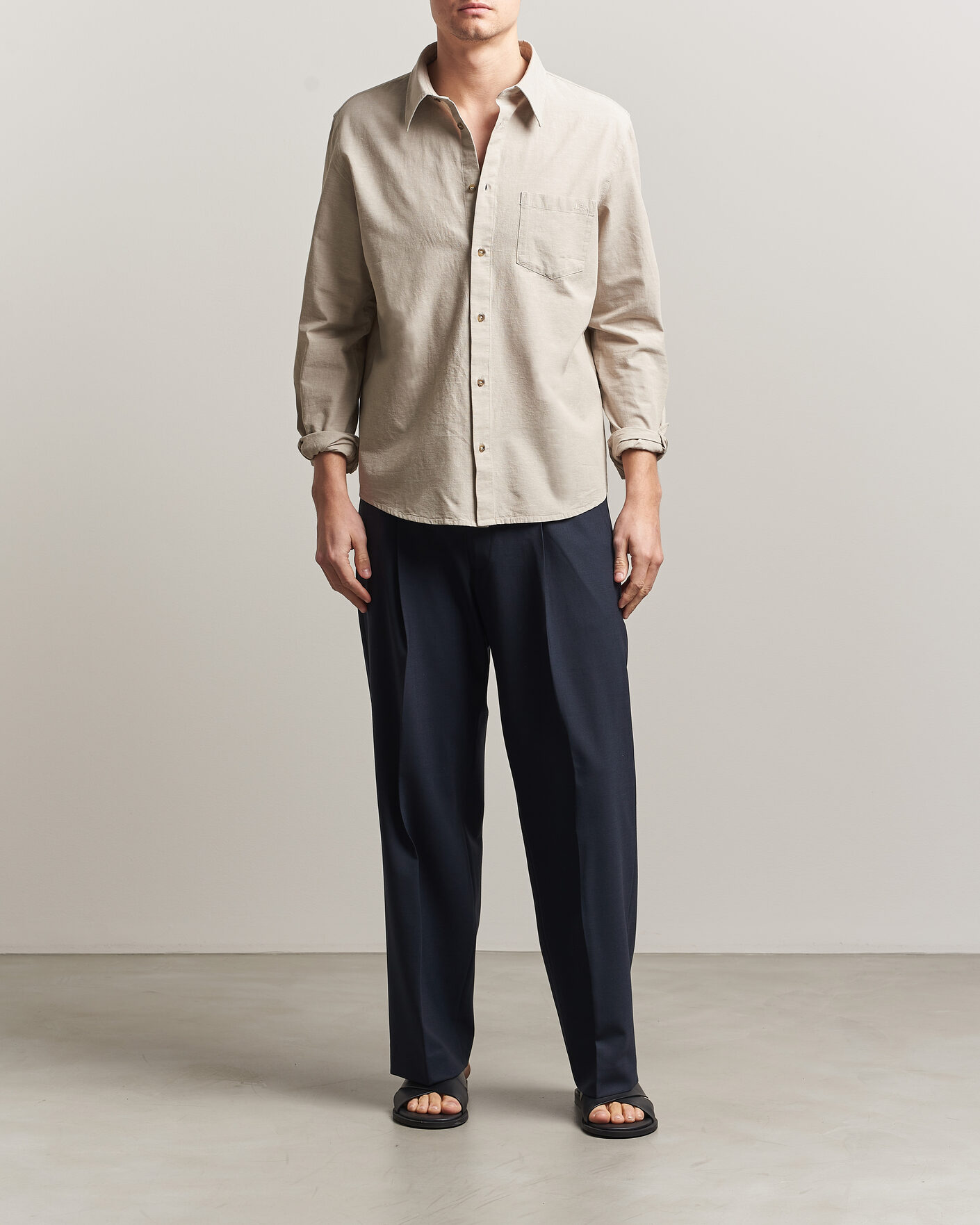 Herre | Skjorter | A.P.C. | Harris Cotton/Linen Shirt Sage Green
