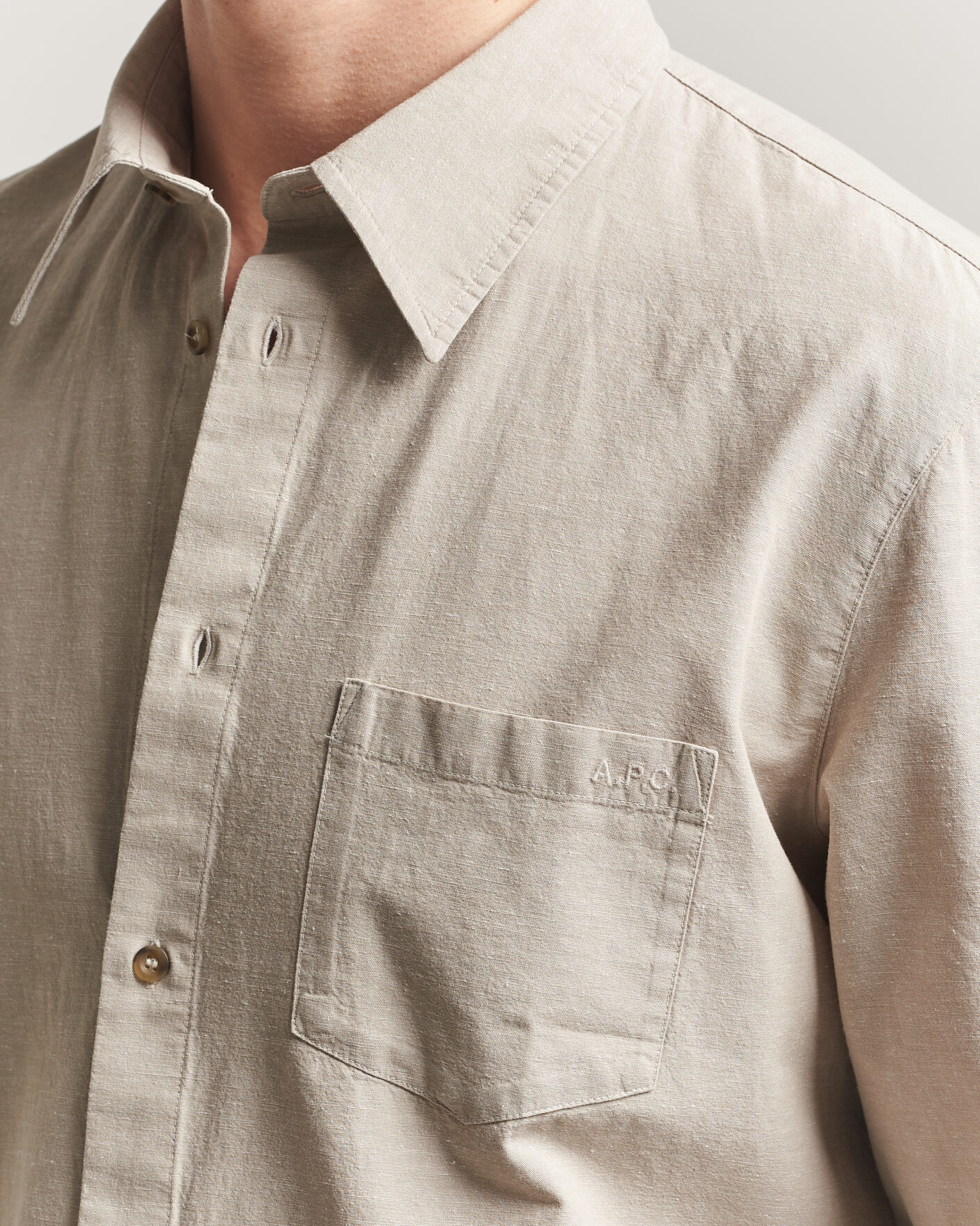 Herre | Skjorter | A.P.C. | Harris Cotton/Linen Shirt Sage Green