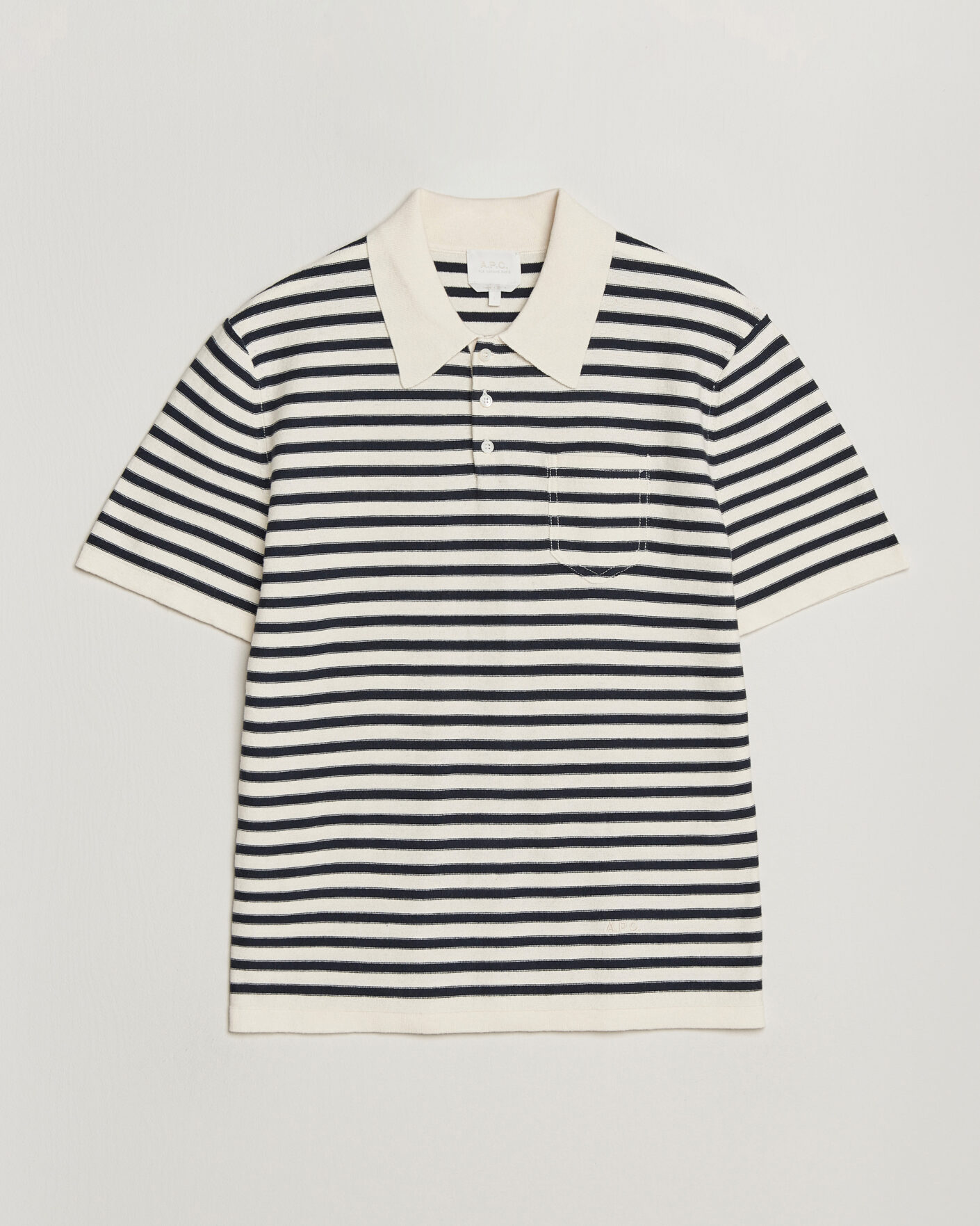 Herre | Polotrøjer | A.P.C. | Eliot Cotton/Cashmere Knitted Polo Ecru/Navy