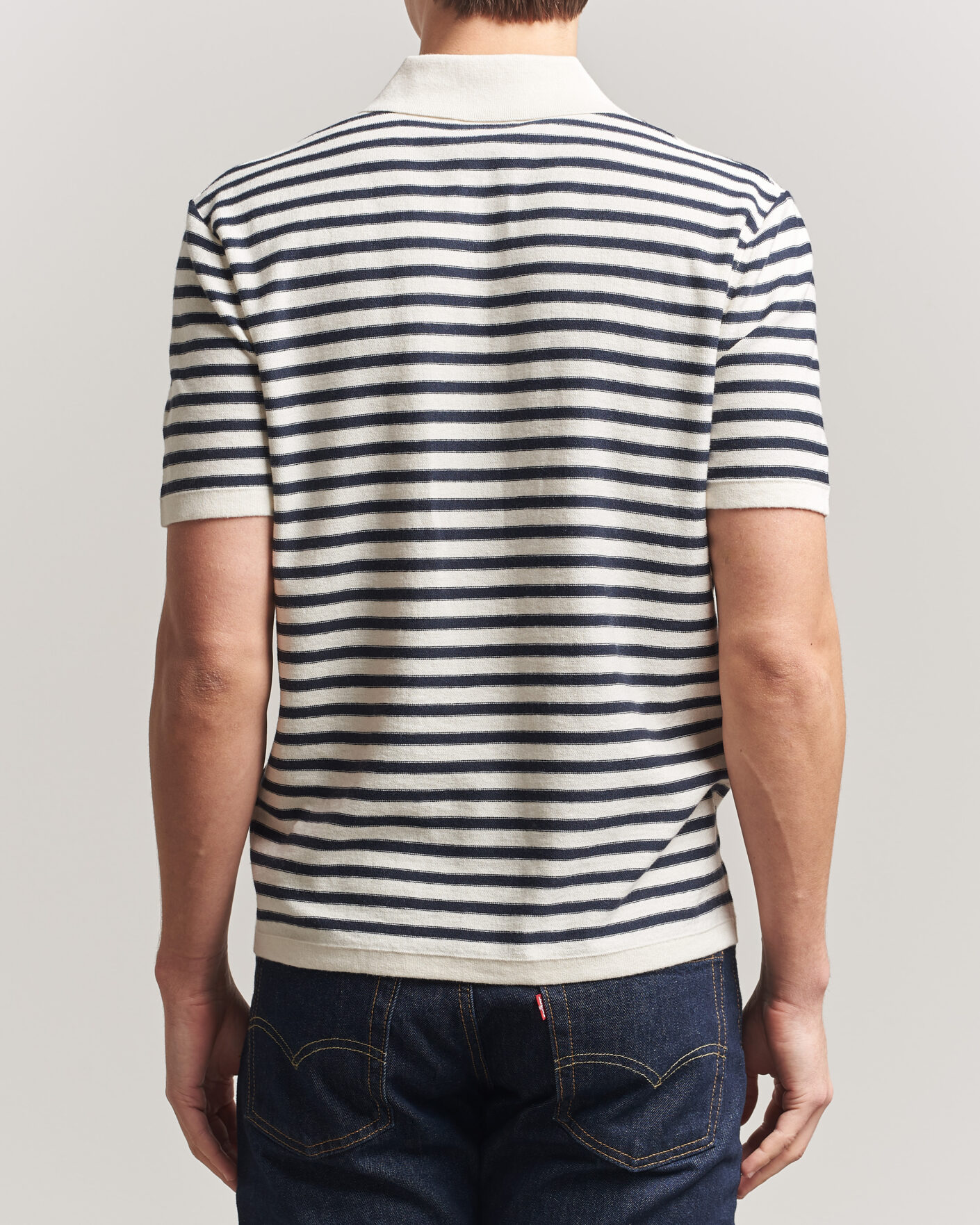 Herre | Polotrøjer | A.P.C. | Eliot Cotton/Cashmere Knitted Polo Ecru/Navy