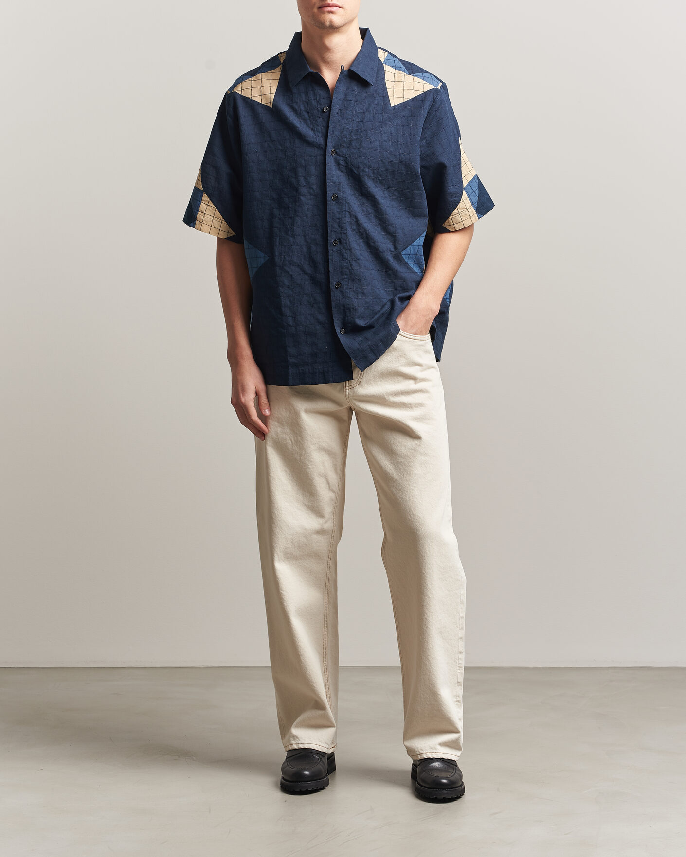Herre | Skjorter | A.P.C. | Patchwork Short Sleeve Indigo