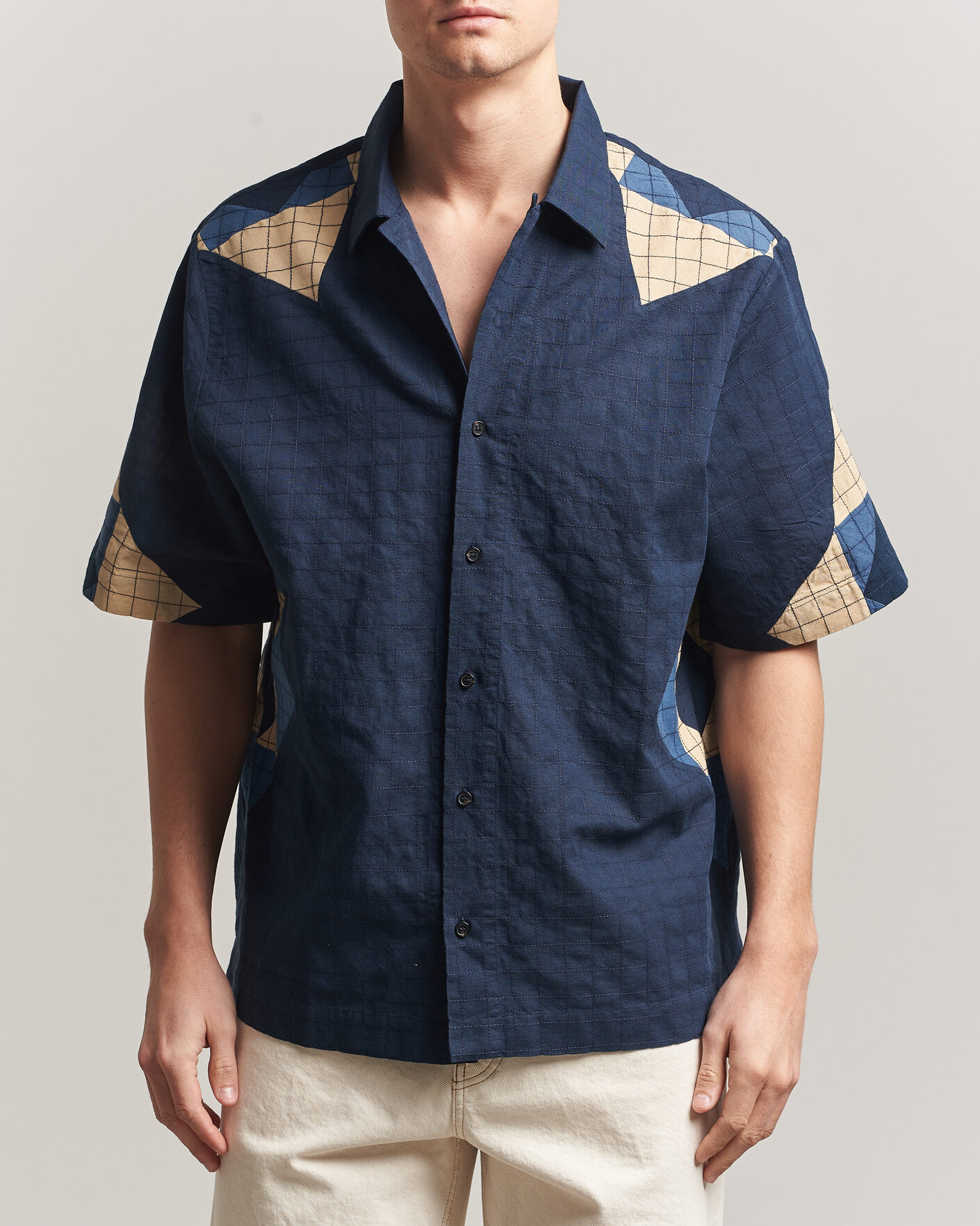 Herre | Skjorter | A.P.C. | Patchwork Short Sleeve Indigo