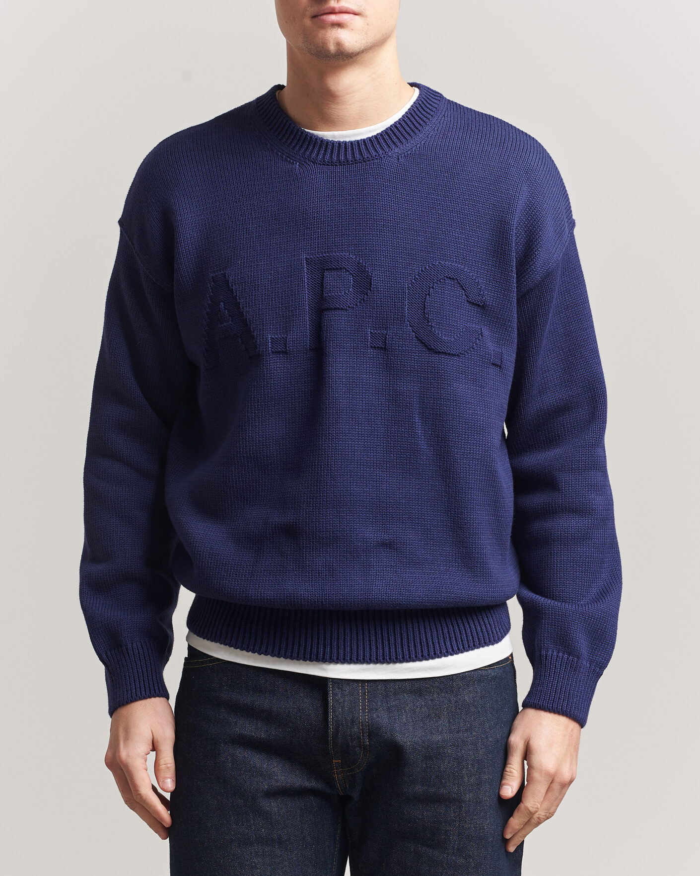 Herre | Trøjer | A.P.C. | Leo Cotton Knitted Sweater Dark Blue