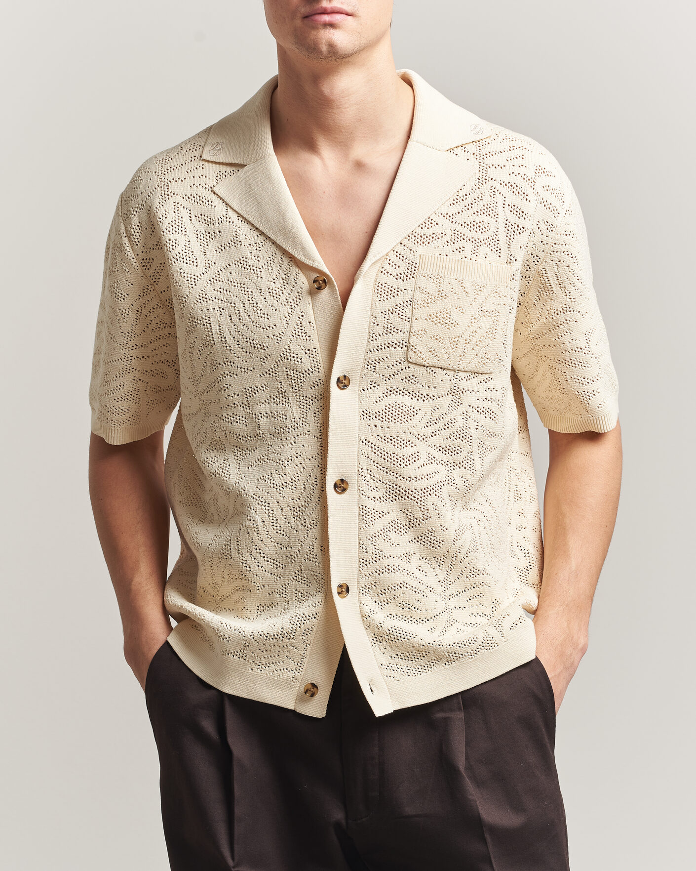 Herre | Skjorter | Drôle de Monsieur | Knitted Resort Shirt Off White