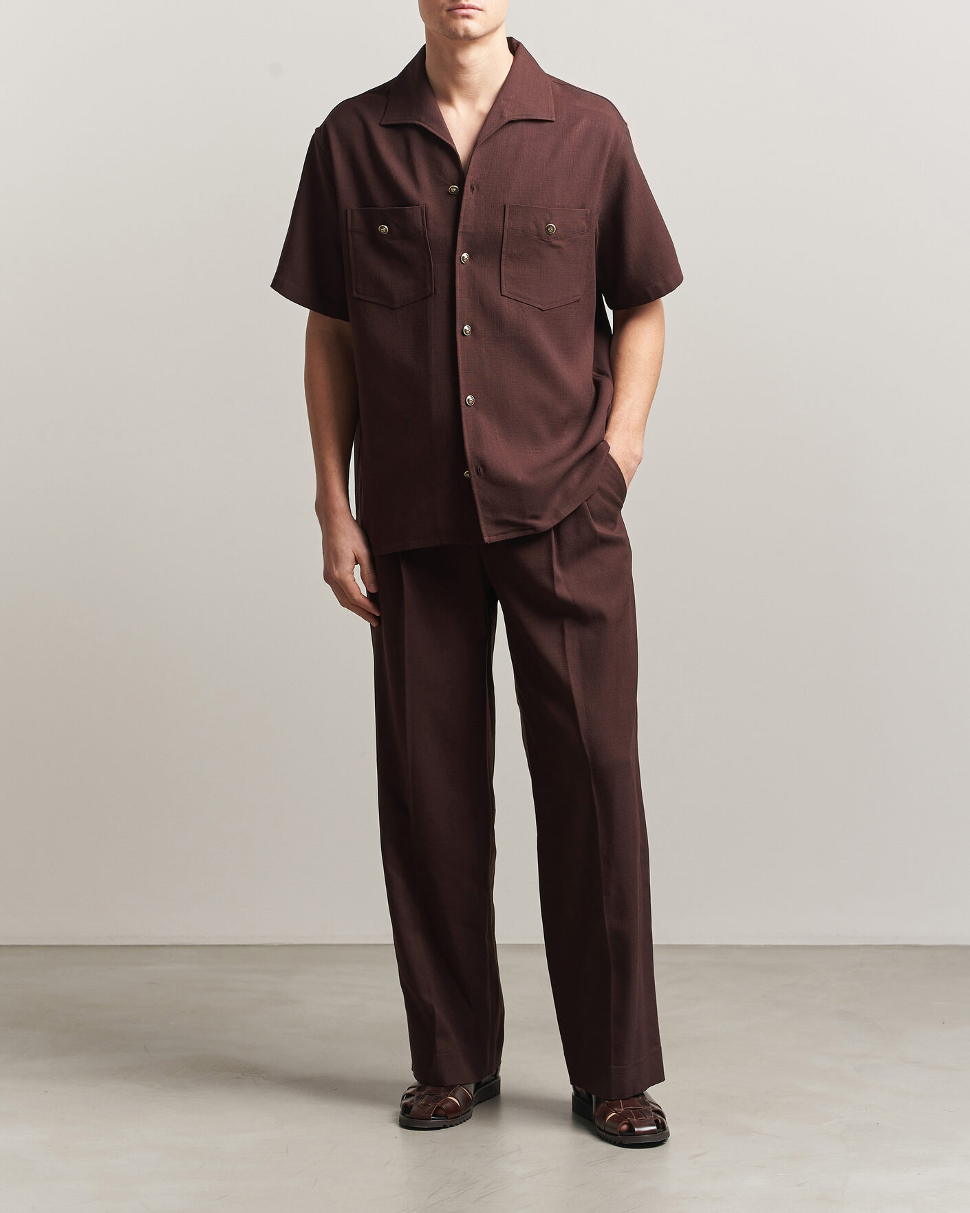 Herre | Skjorter | Drôle de Monsieur | Viscose Resort Shirt Brown