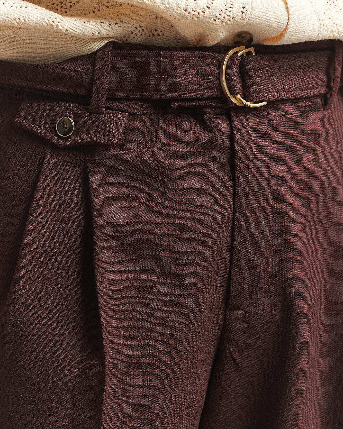 Herre | Bukser | Drôle de Monsieur | Viscose Pleated Trousers Brown