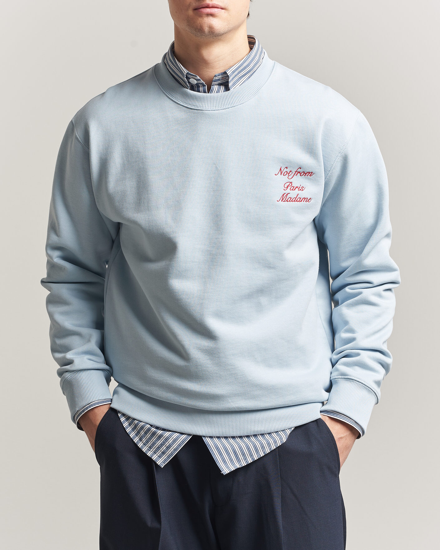 Herre | Trøjer | Drôle de Monsieur | Slogan Cursive Sweatshirt Light Blue