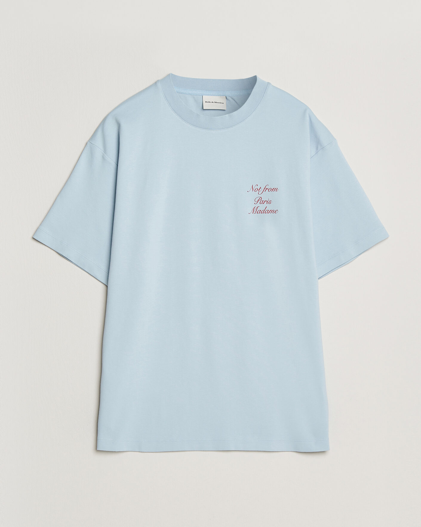 Herre | T-Shirts | Drôle de Monsieur | Slogan Cursive T-Shirt Light Blue