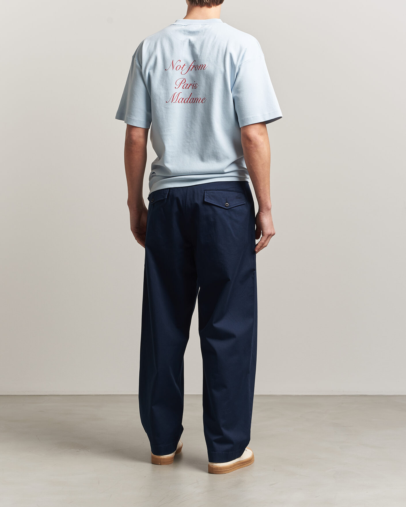 Herre | T-Shirts | Drôle de Monsieur | Slogan Cursive T-Shirt Light Blue