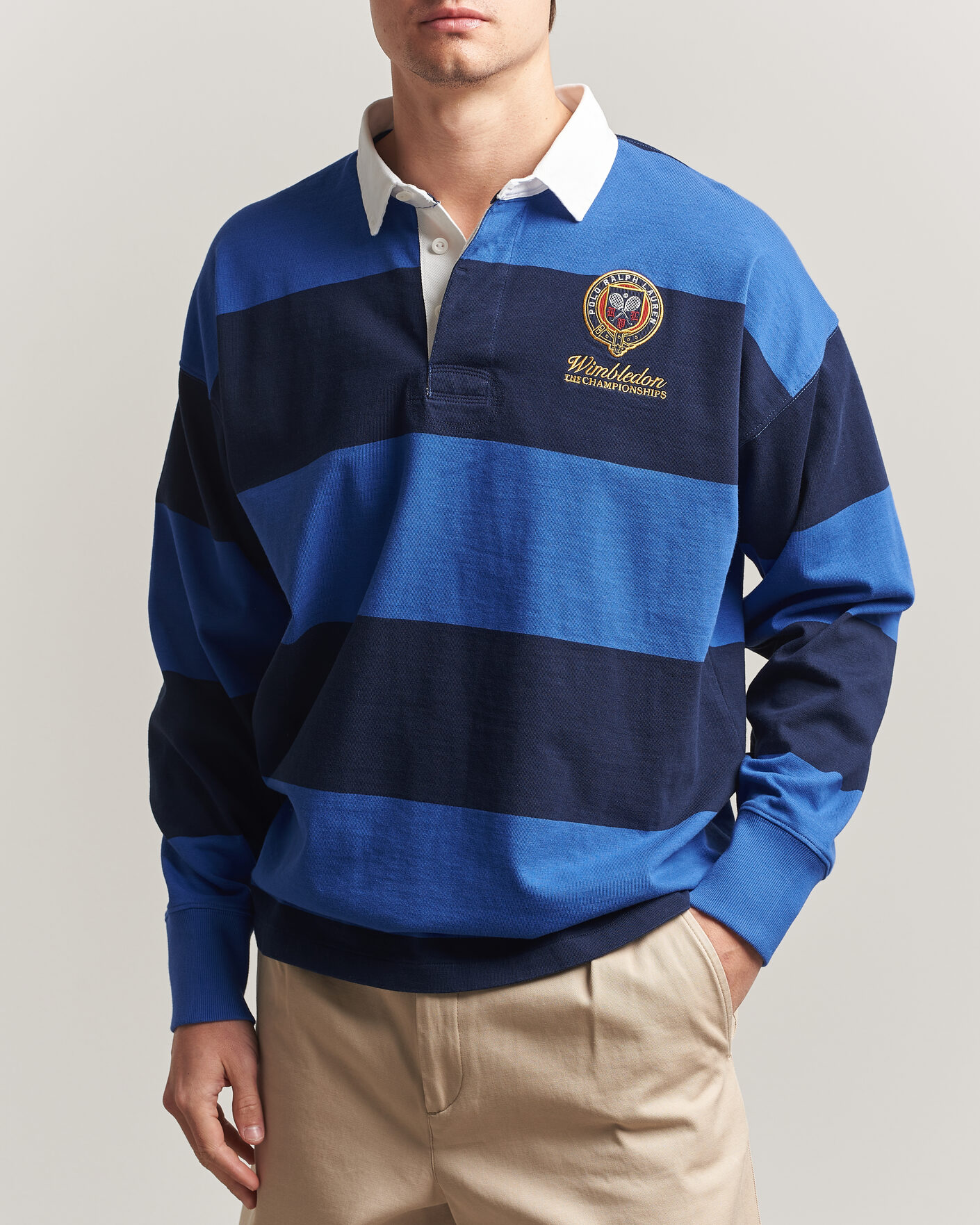Herre | Trøjer | Polo Ralph Lauren | Striped Rugby Pullover Collegiate Blue