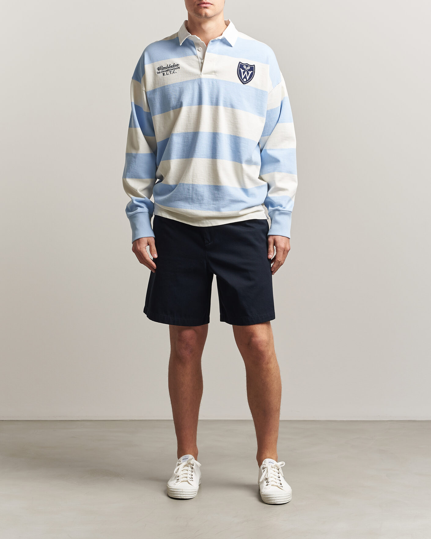 Herre | Trøjer | Polo Ralph Lauren | Striped Rugby Pullover Office Blue/Deckwash White