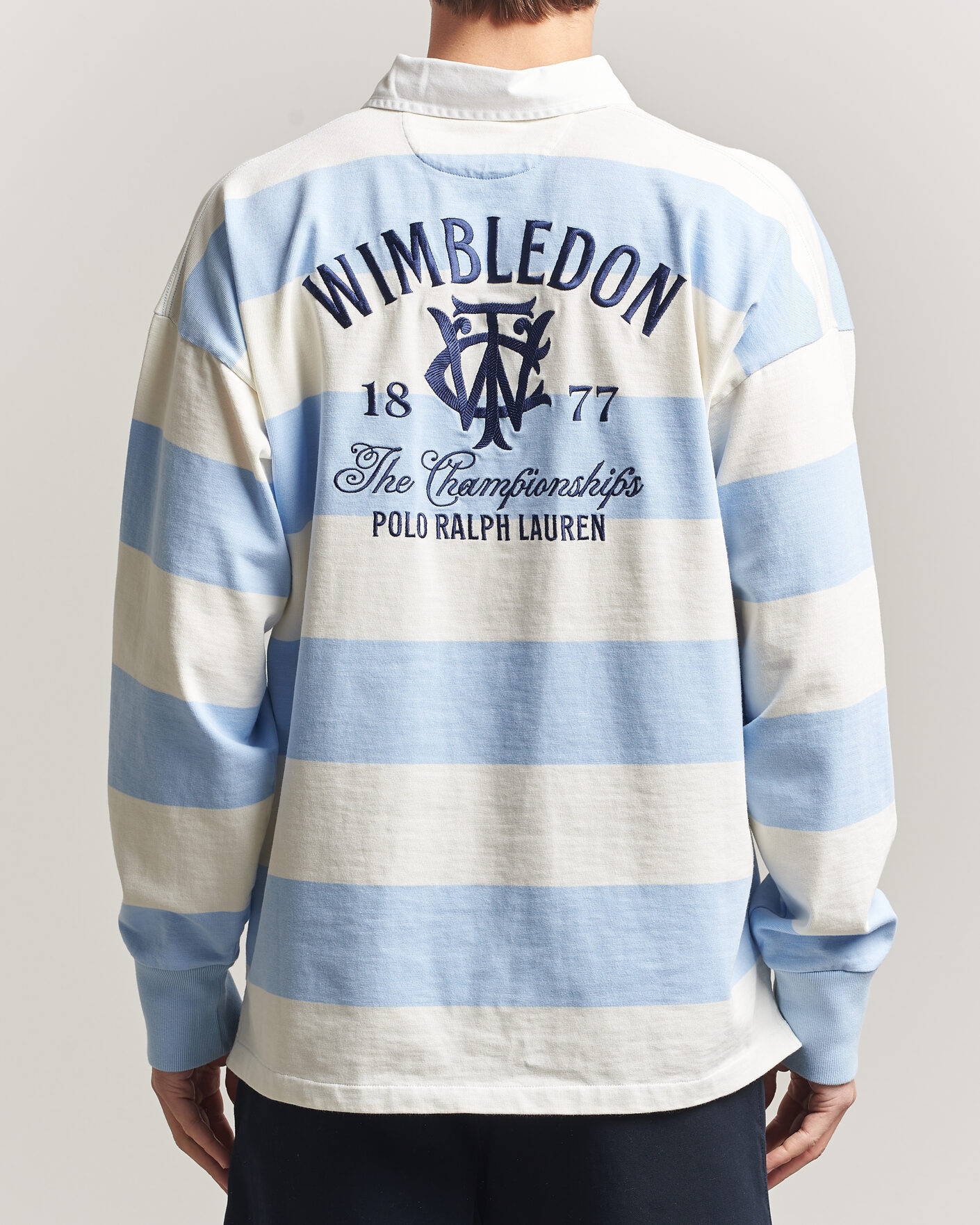 Herre | Trøjer | Polo Ralph Lauren | Striped Rugby Pullover Office Blue/Deckwash White