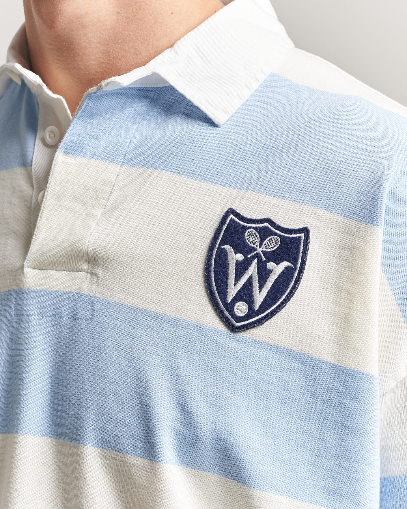 Herre | Trøjer | Polo Ralph Lauren | Striped Rugby Pullover Office Blue/Deckwash White