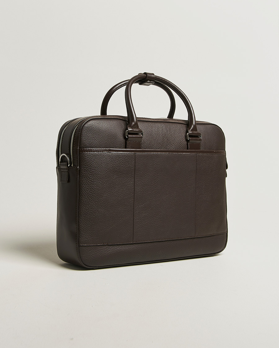 Herre | Tasker | Tiger of Sweden | Burin Grained Leather Briefcase Dark Brown