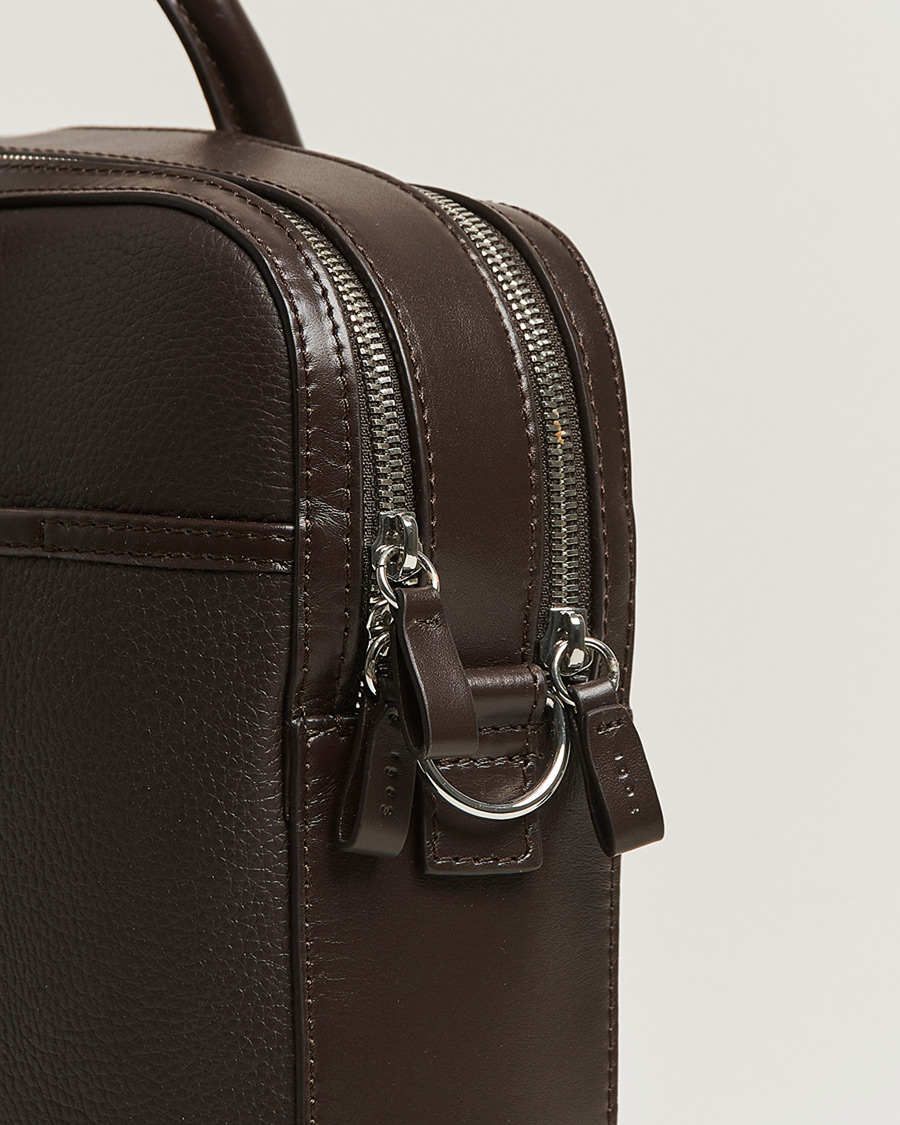 Herre | Tasker | Tiger of Sweden | Burin Grained Leather Briefcase Dark Brown