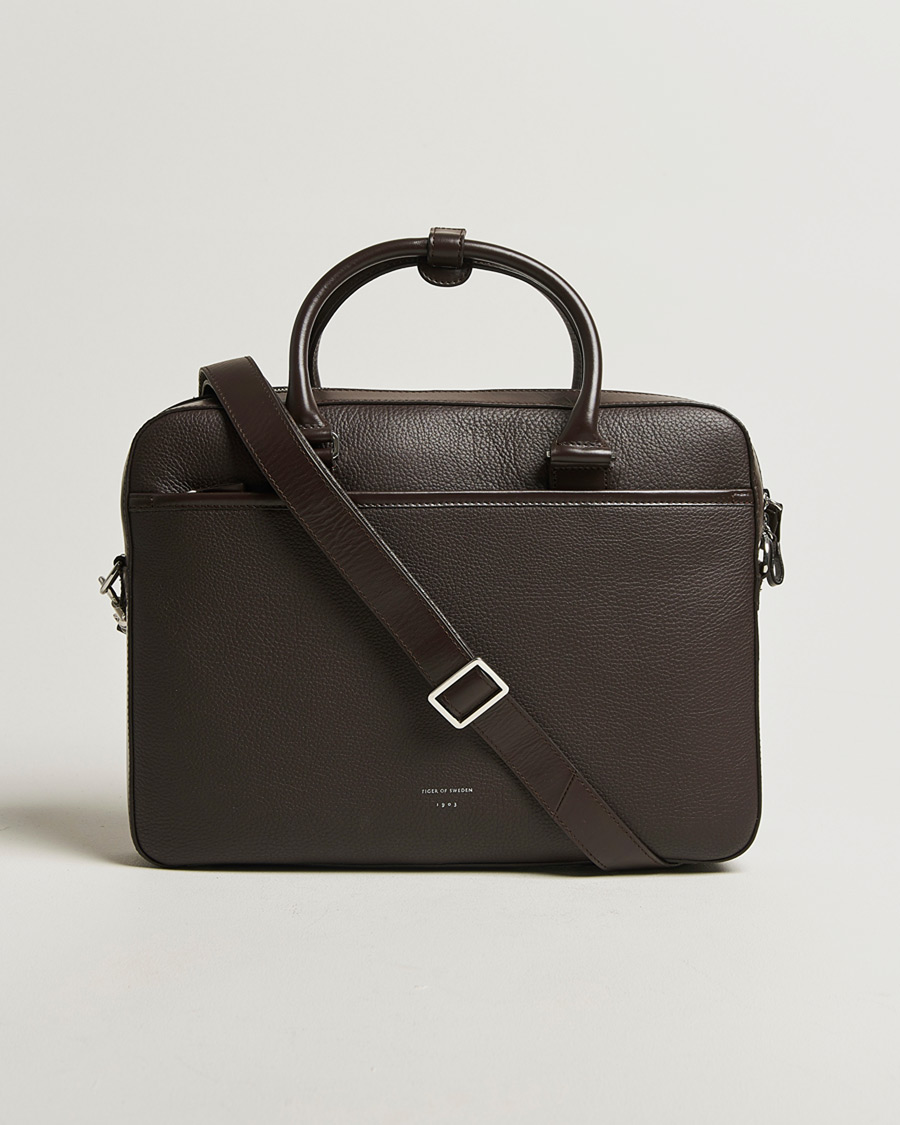 Herre | Tasker | Tiger of Sweden | Bosun Grained Leather Briefcase Dark Brown