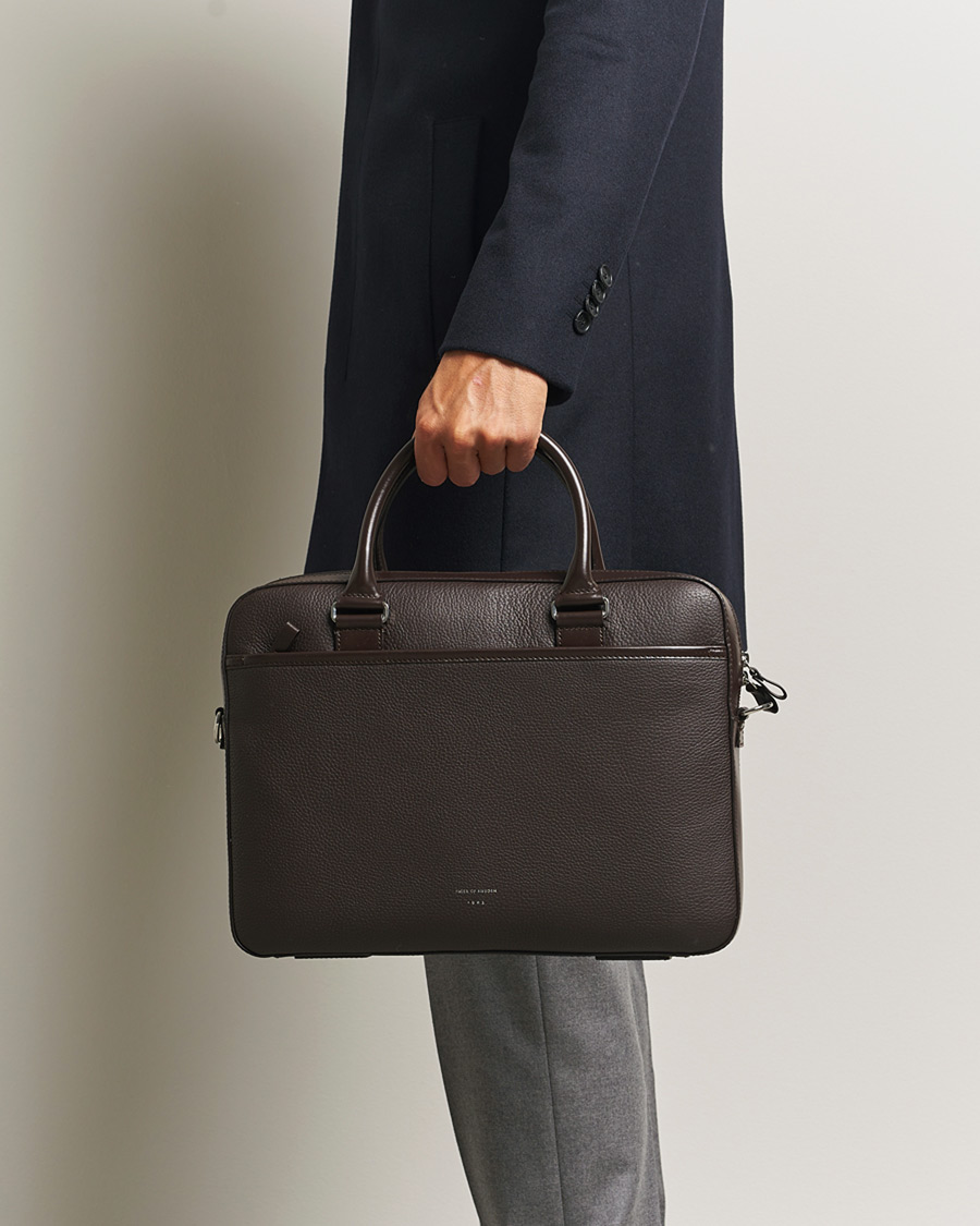 Herre | Tasker | Tiger of Sweden | Bosun Grained Leather Briefcase Dark Brown