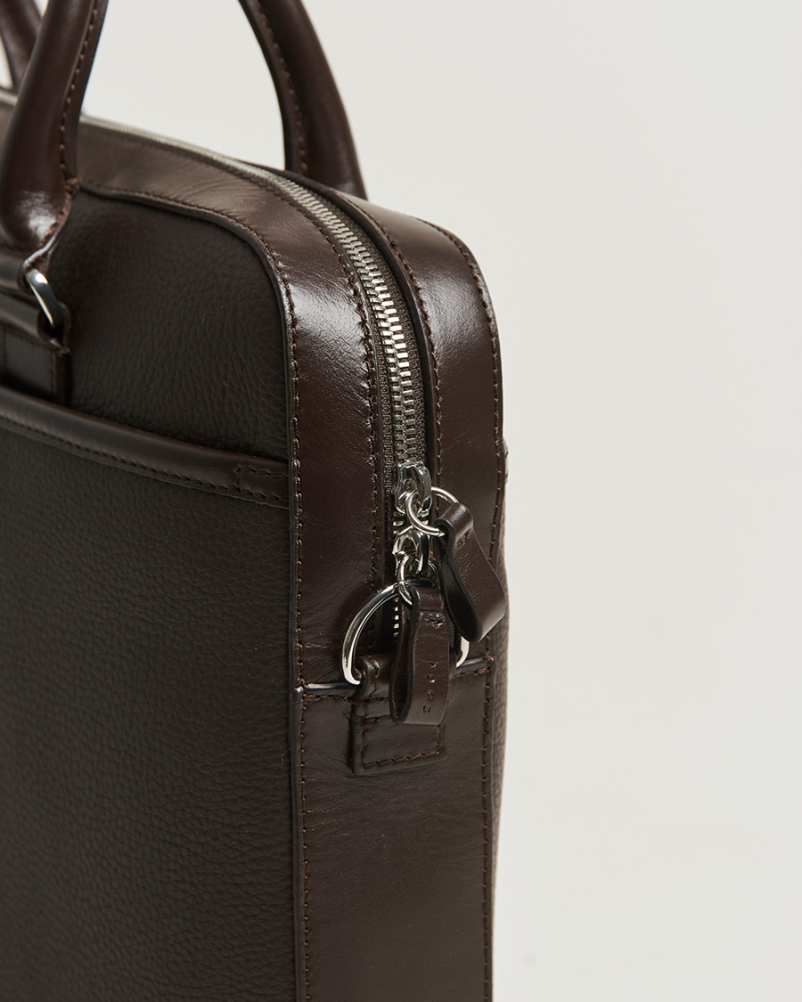 Herre | Tasker | Tiger of Sweden | Bosun Grained Leather Briefcase Dark Brown