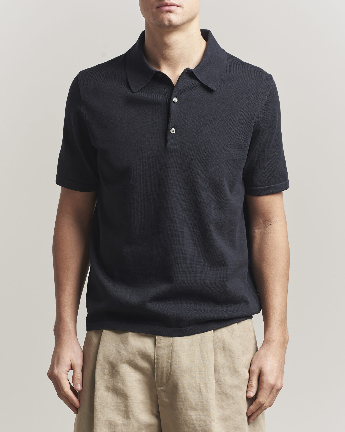 Herre | Polotrøjer | Tiger of Sweden | Erros Cotton Knitted Polo Light Ink