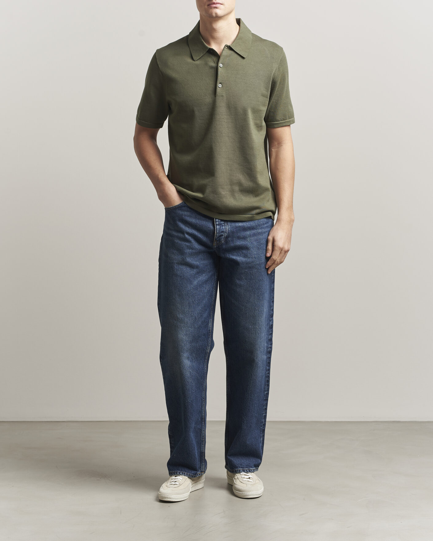 Herre | Polotrøjer | Tiger of Sweden | Erros Cotton Knitted Polo Kalamata Green