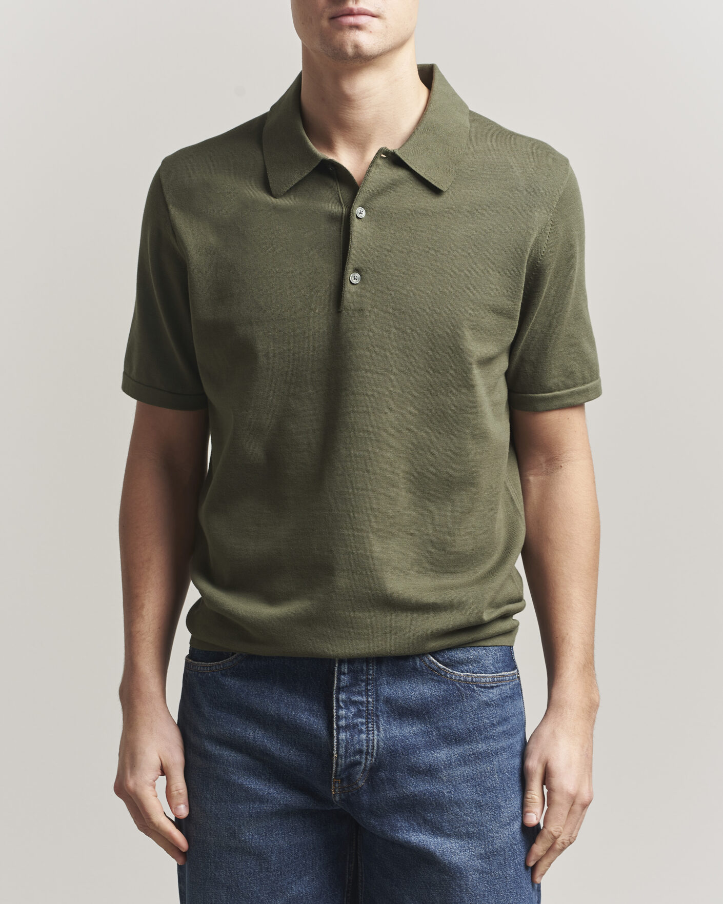 Herre | Polotrøjer | Tiger of Sweden | Erros Cotton Knitted Polo Kalamata Green