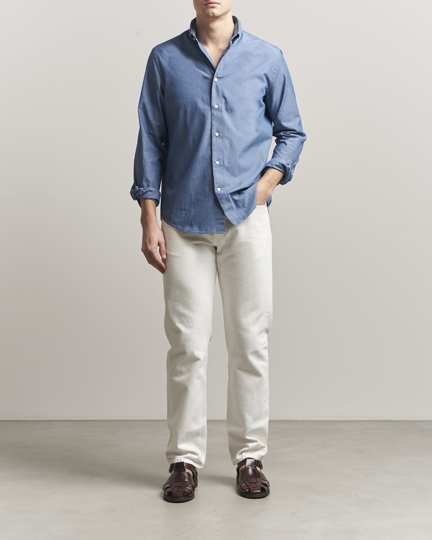 Herre | Skjorter | Tiger of Sweden | Bjorn Denim Shirt Bering Sea