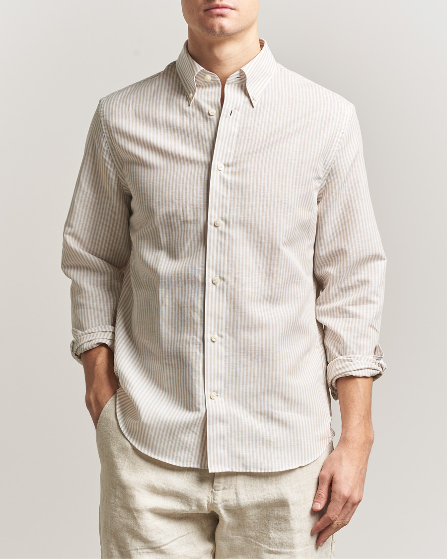 Herre | Skjorter | Tiger of Sweden | Bjorn Cotton/Linen Striped Shirt Tehina