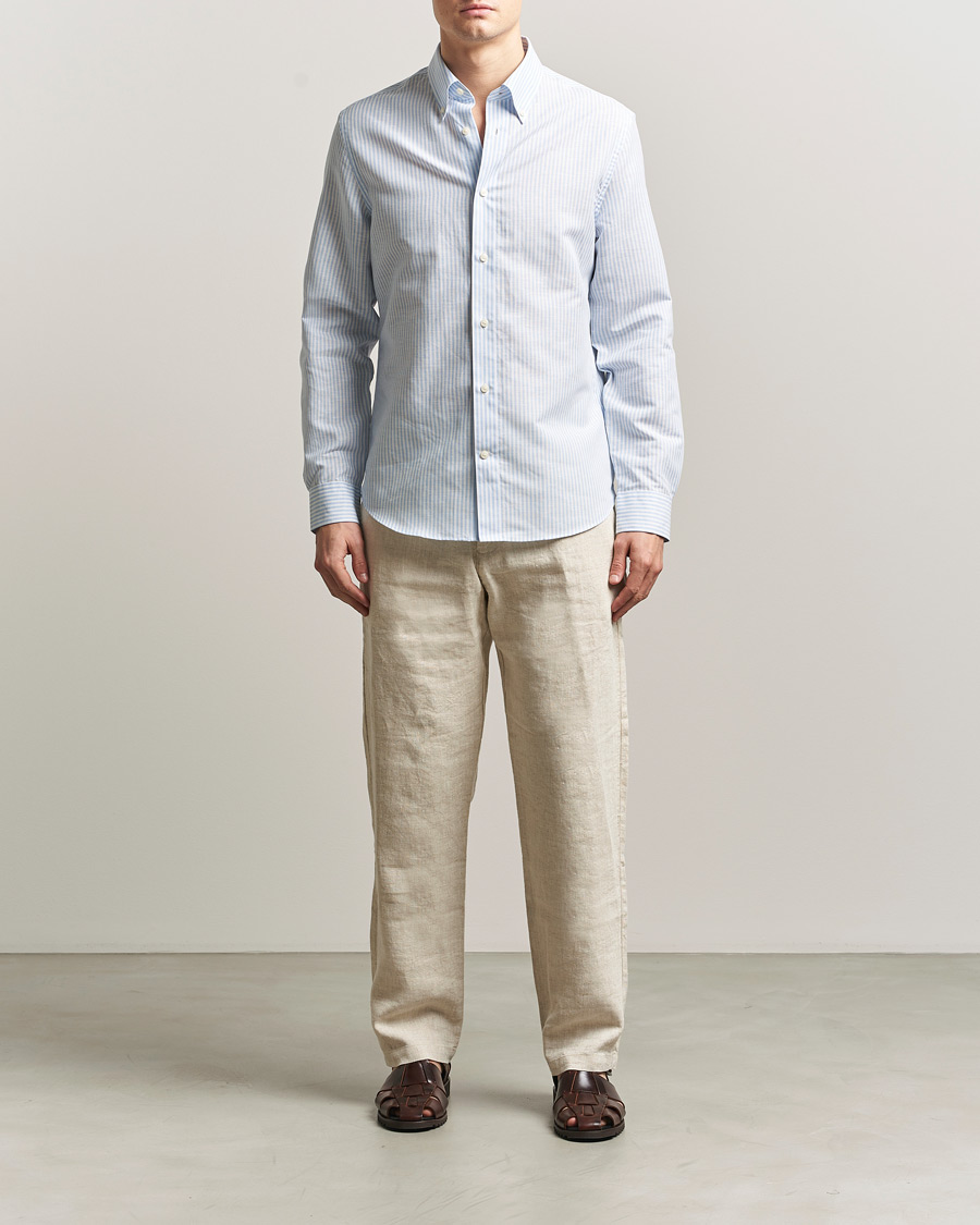 Herre | Skjorter | Tiger of Sweden | Bjorn Cotton/Linen Striped Shirt Heaven