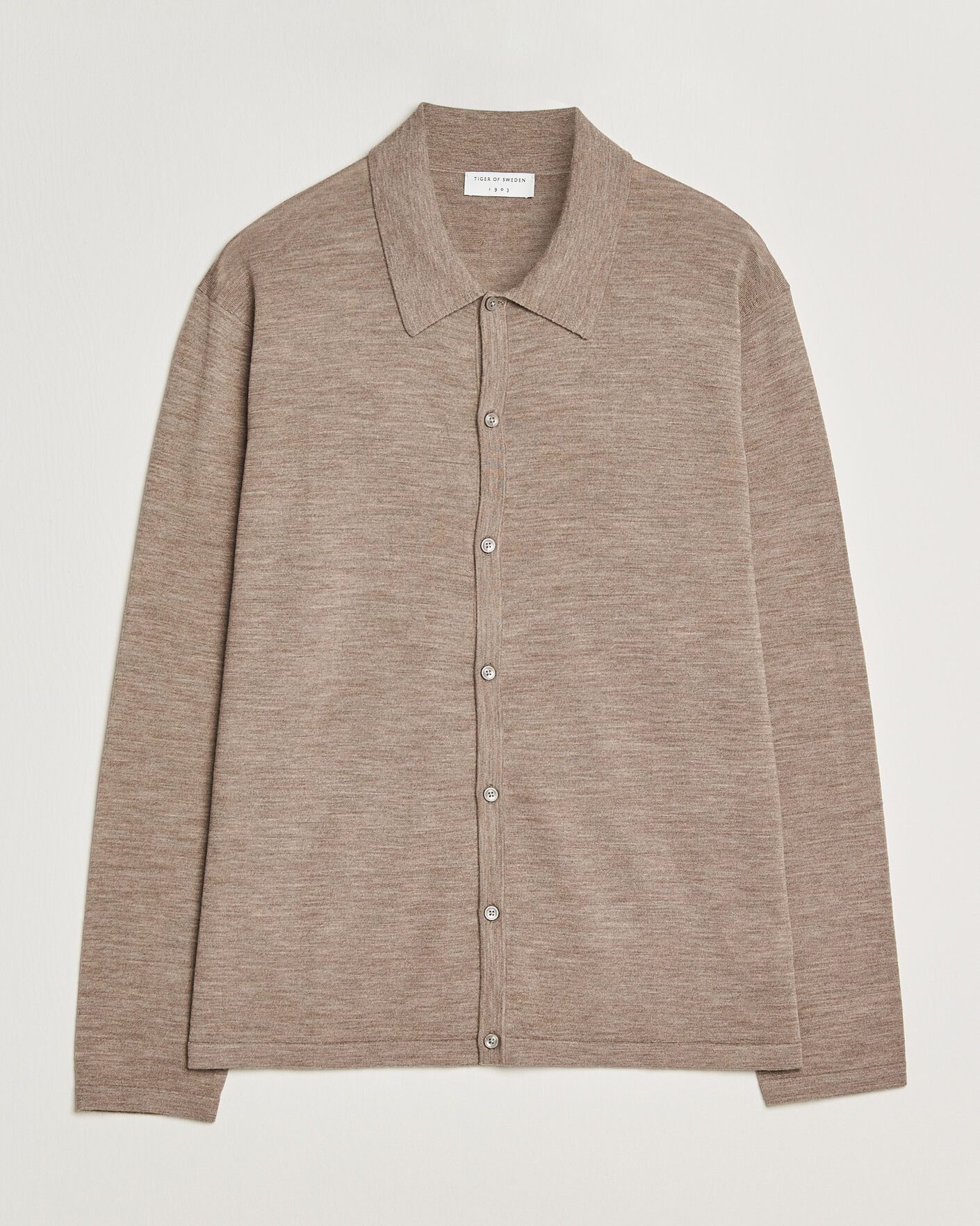 Herre | Trøjer | Tiger of Sweden | Verklin Merino Knitted Cardigan Beige Melange