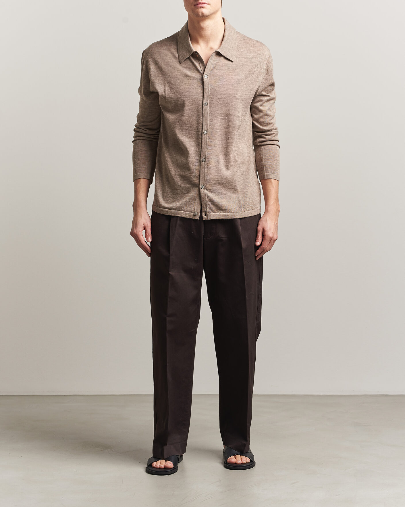 Herre | Trøjer | Tiger of Sweden | Verklin Merino Knitted Cardigan Beige Melange