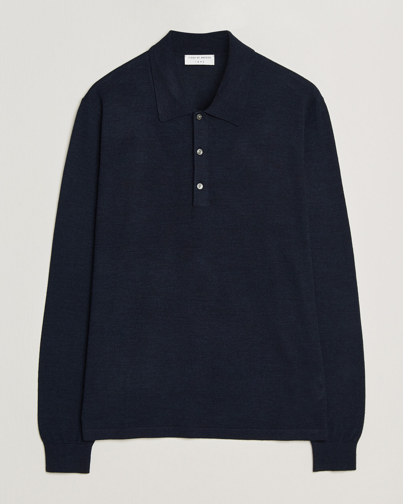 Herre | Trøjer | Tiger of Sweden | Eross Merino Knitted Polo Light Ink