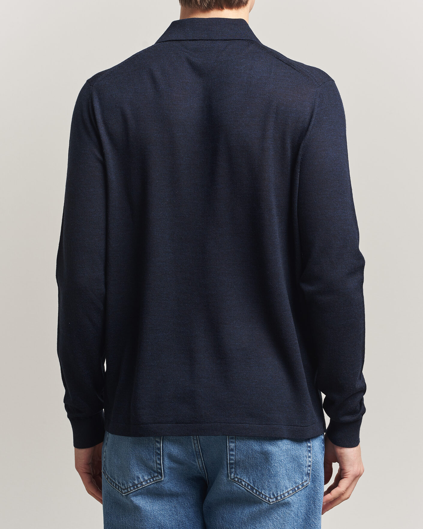 Herre | Trøjer | Tiger of Sweden | Eross Merino Knitted Polo Light Ink