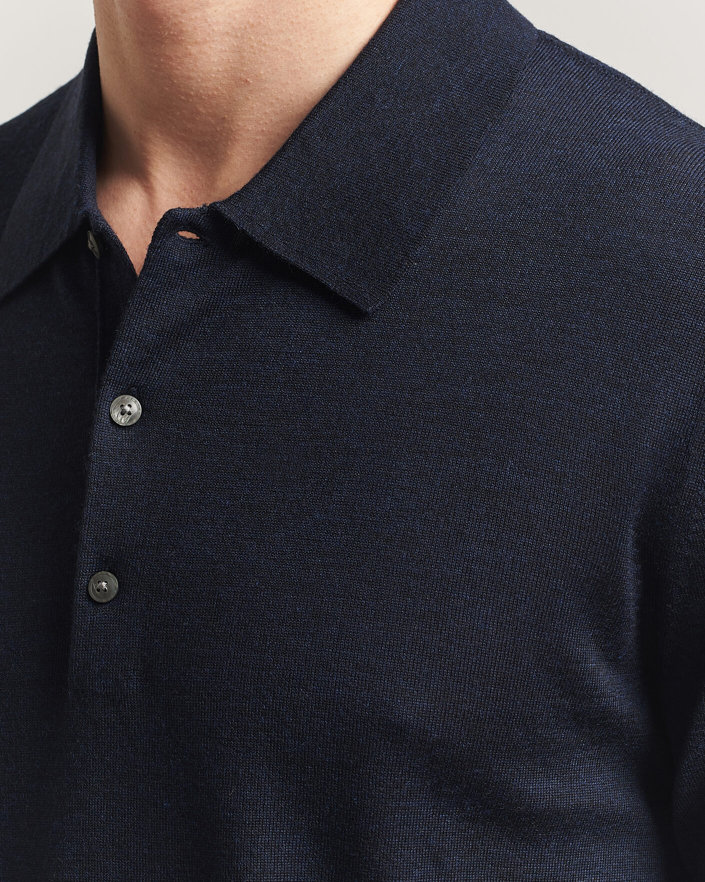 Herre | Trøjer | Tiger of Sweden | Eross Merino Knitted Polo Light Ink