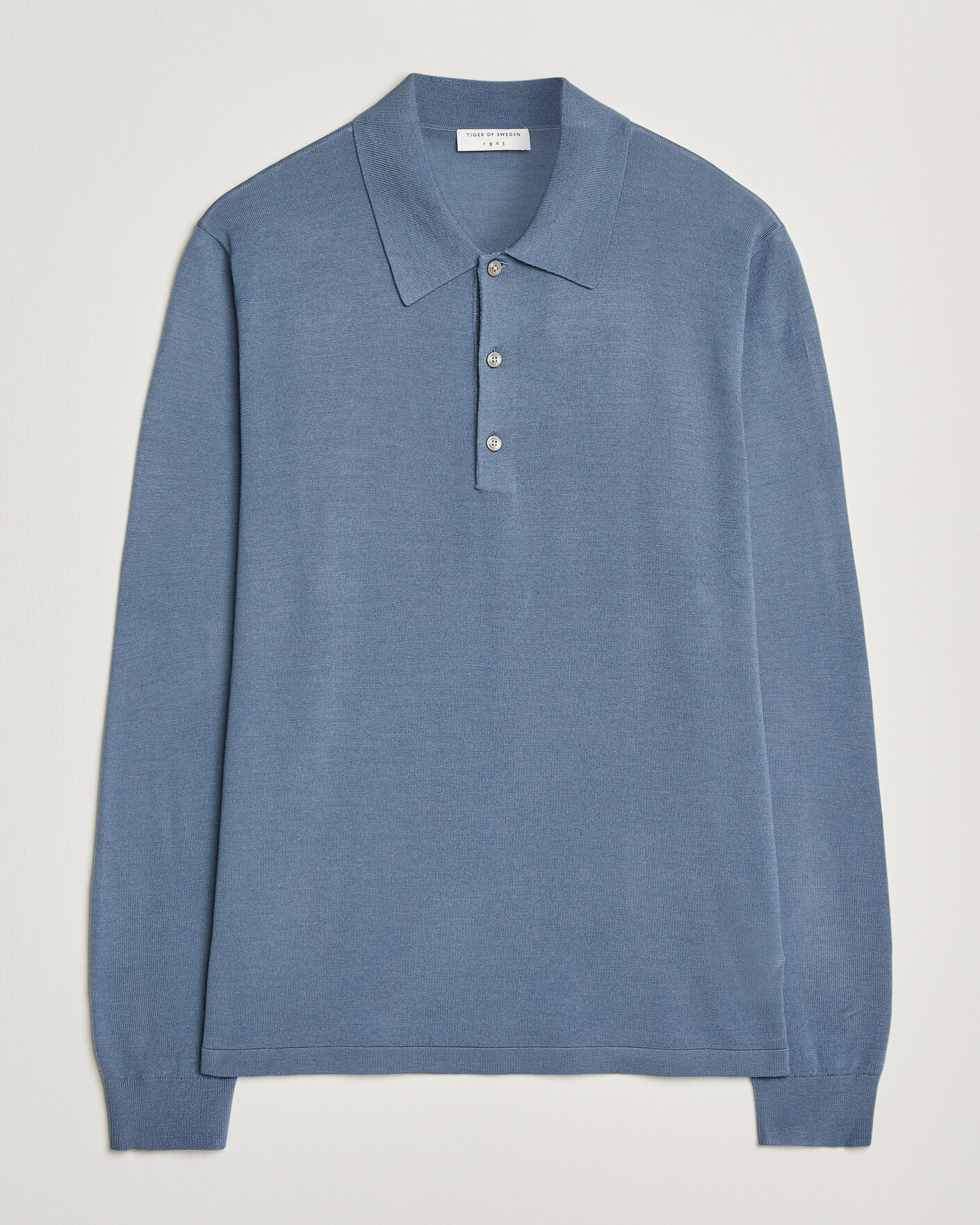 Herre | Trøjer | Tiger of Sweden | Eross Merino Knitted Polo Dull Blue
