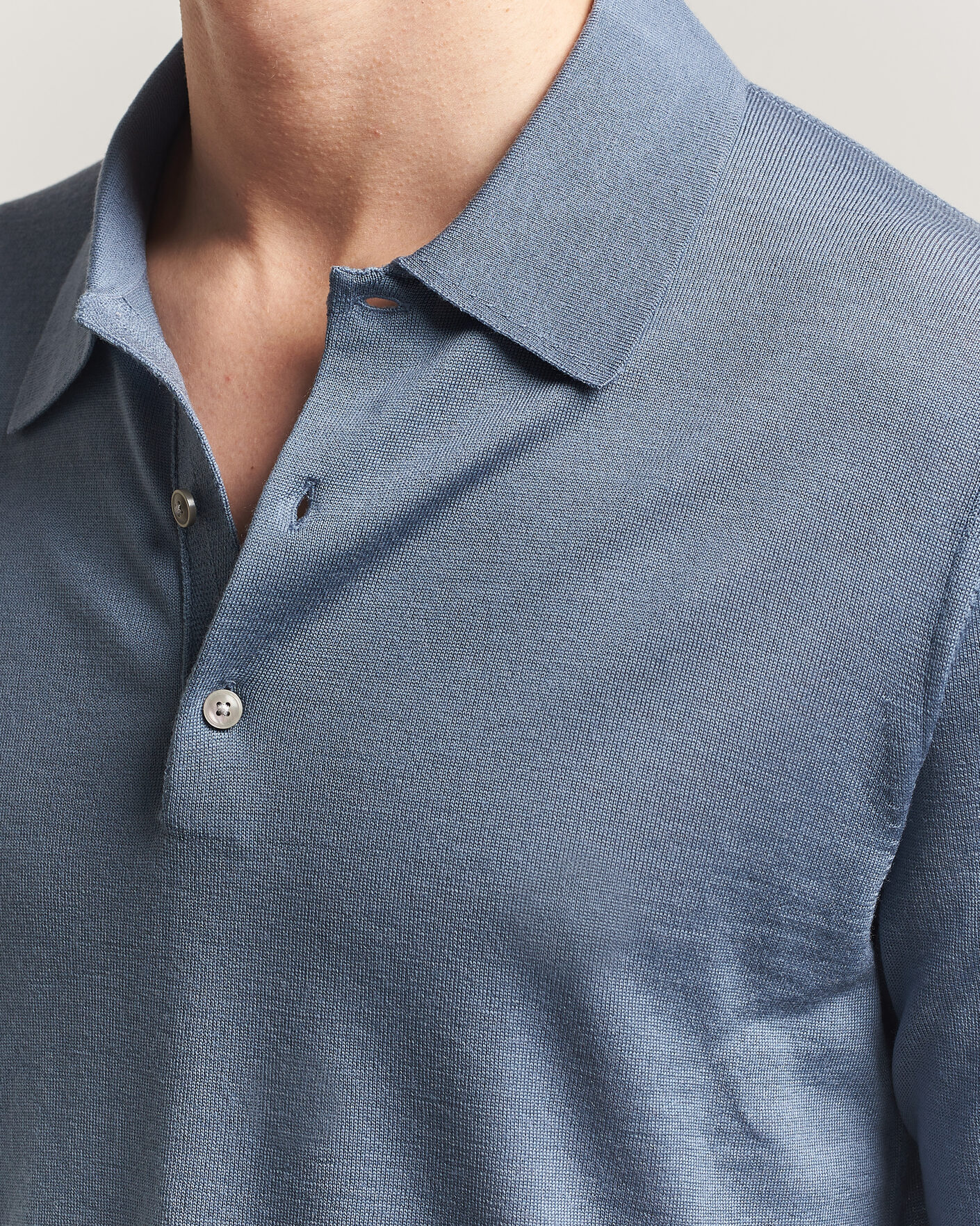 Herre | Trøjer | Tiger of Sweden | Eross Merino Knitted Polo Dull Blue