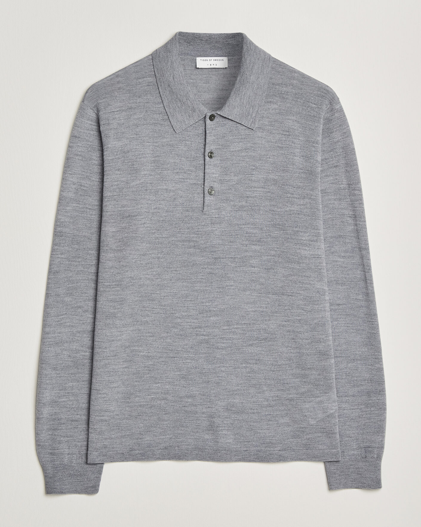 Herre | Trøjer | Tiger of Sweden | Eross Merino Knitted Polo Grey Melange