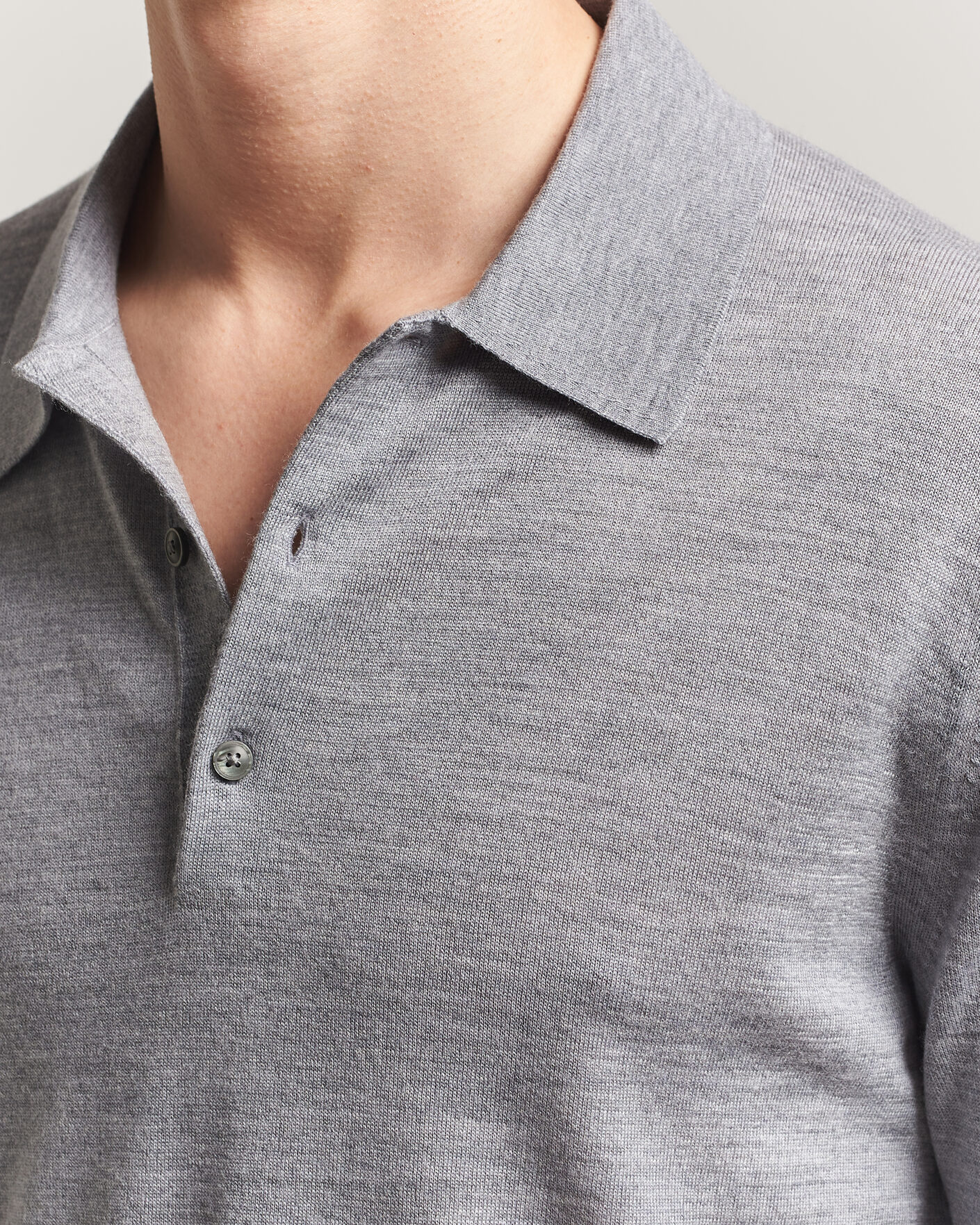 Herre | Trøjer | Tiger of Sweden | Eross Merino Knitted Polo Grey Melange