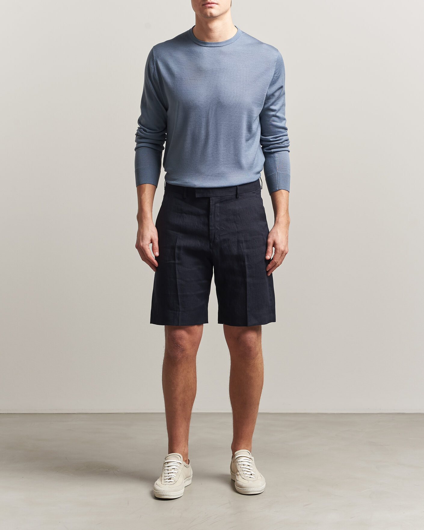 Herre | Trøjer | Tiger of Sweden | Connor Merino Knitted Crew Neck Dull Blue