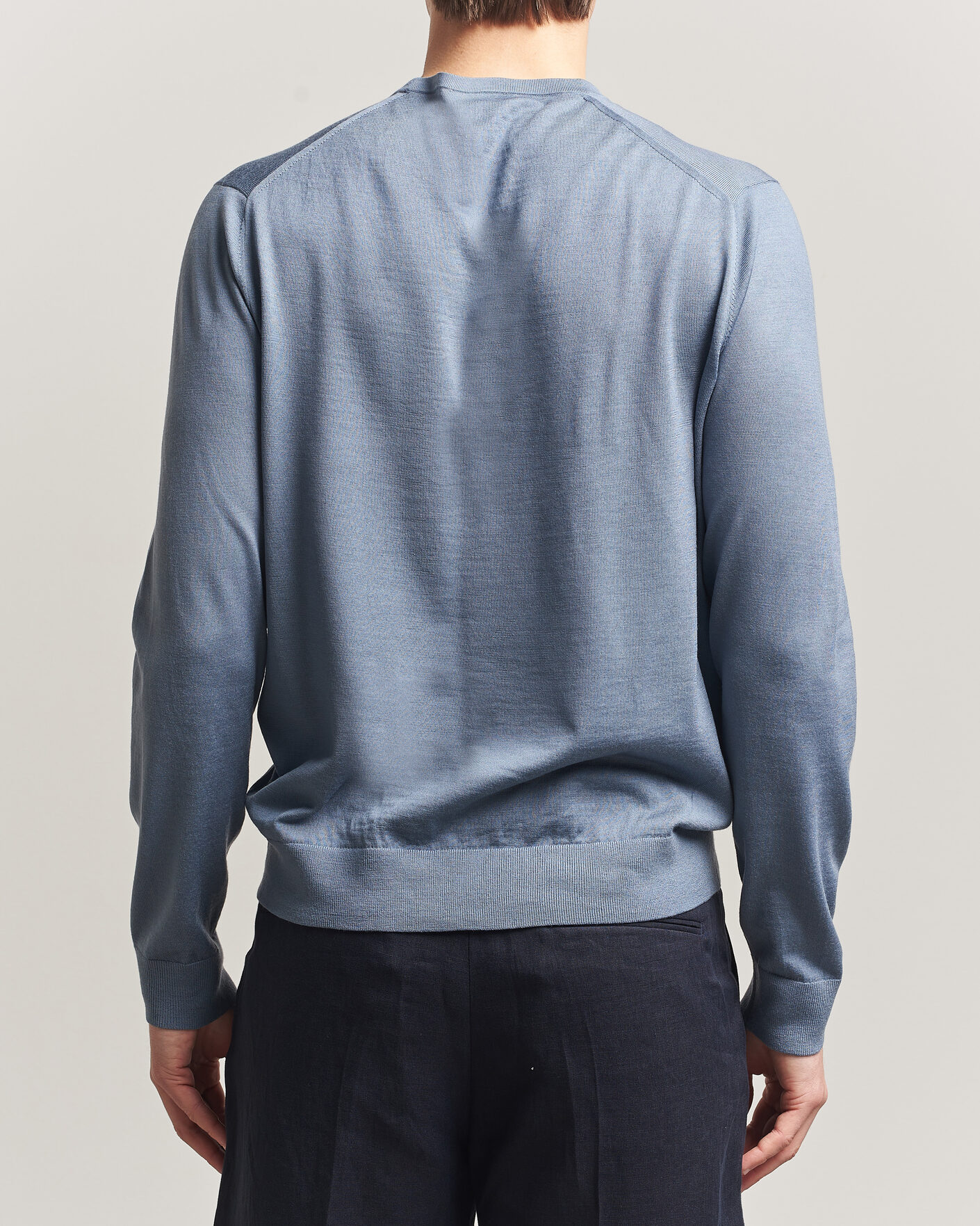 Herre | Trøjer | Tiger of Sweden | Connor Merino Knitted Crew Neck Dull Blue