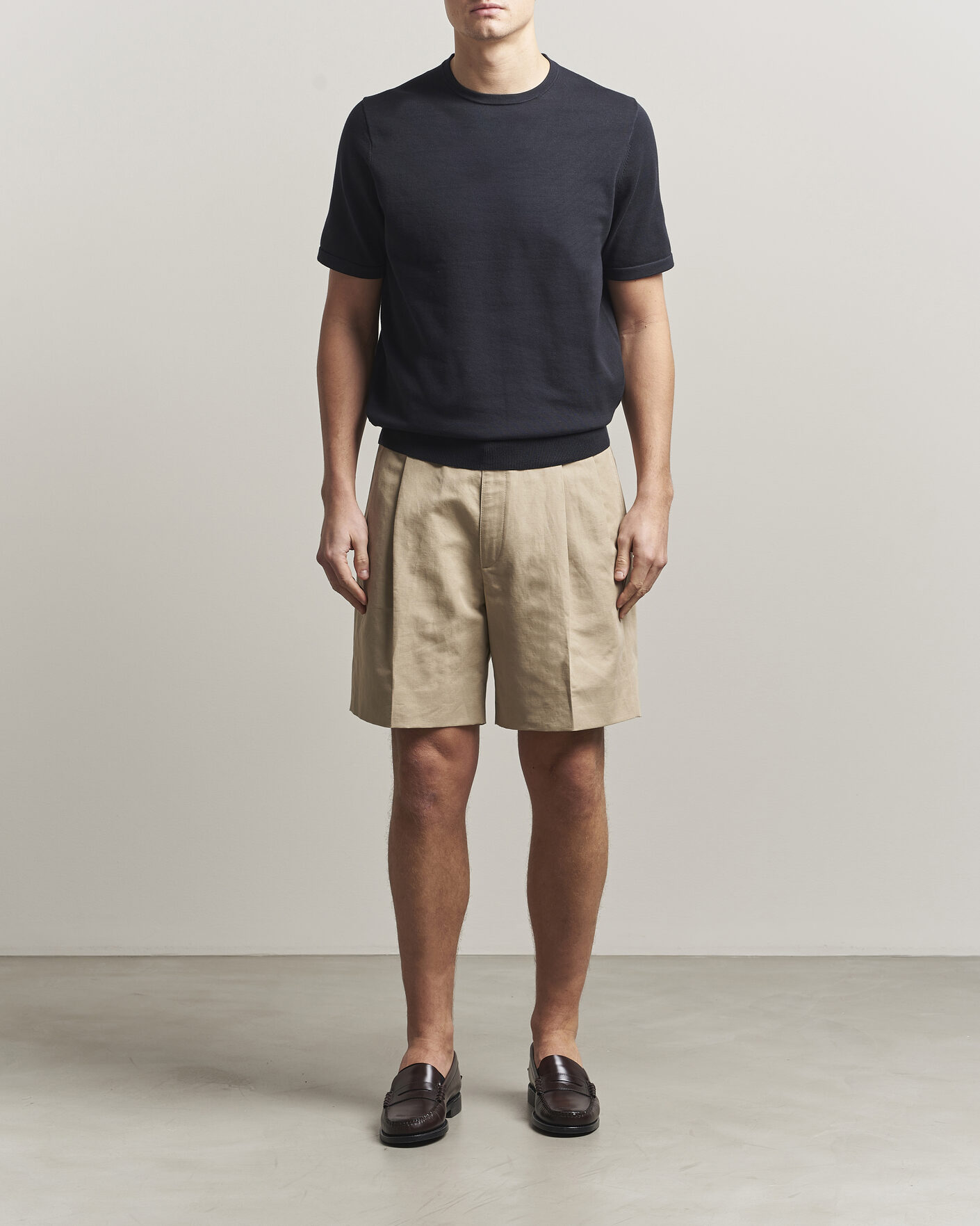 Herre | T-Shirts | Tiger of Sweden | Connor Cotton Knitted T-Shirt Light Ink