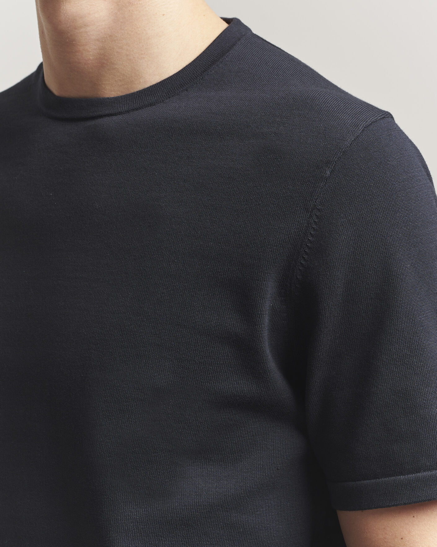 Herre | T-Shirts | Tiger of Sweden | Connor Cotton Knitted T-Shirt Light Ink