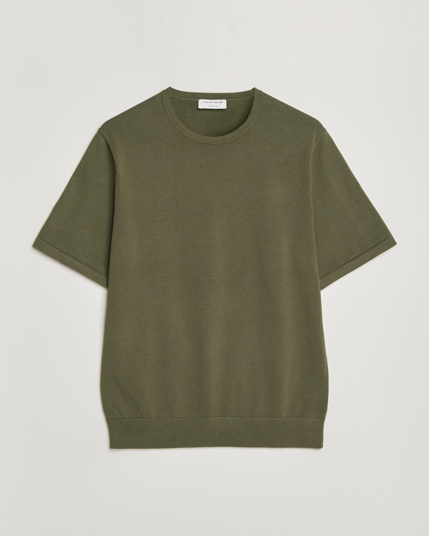 Herre | T-Shirts | Tiger of Sweden | Connor Cotton Knitted T-Shirt Kalamata Green