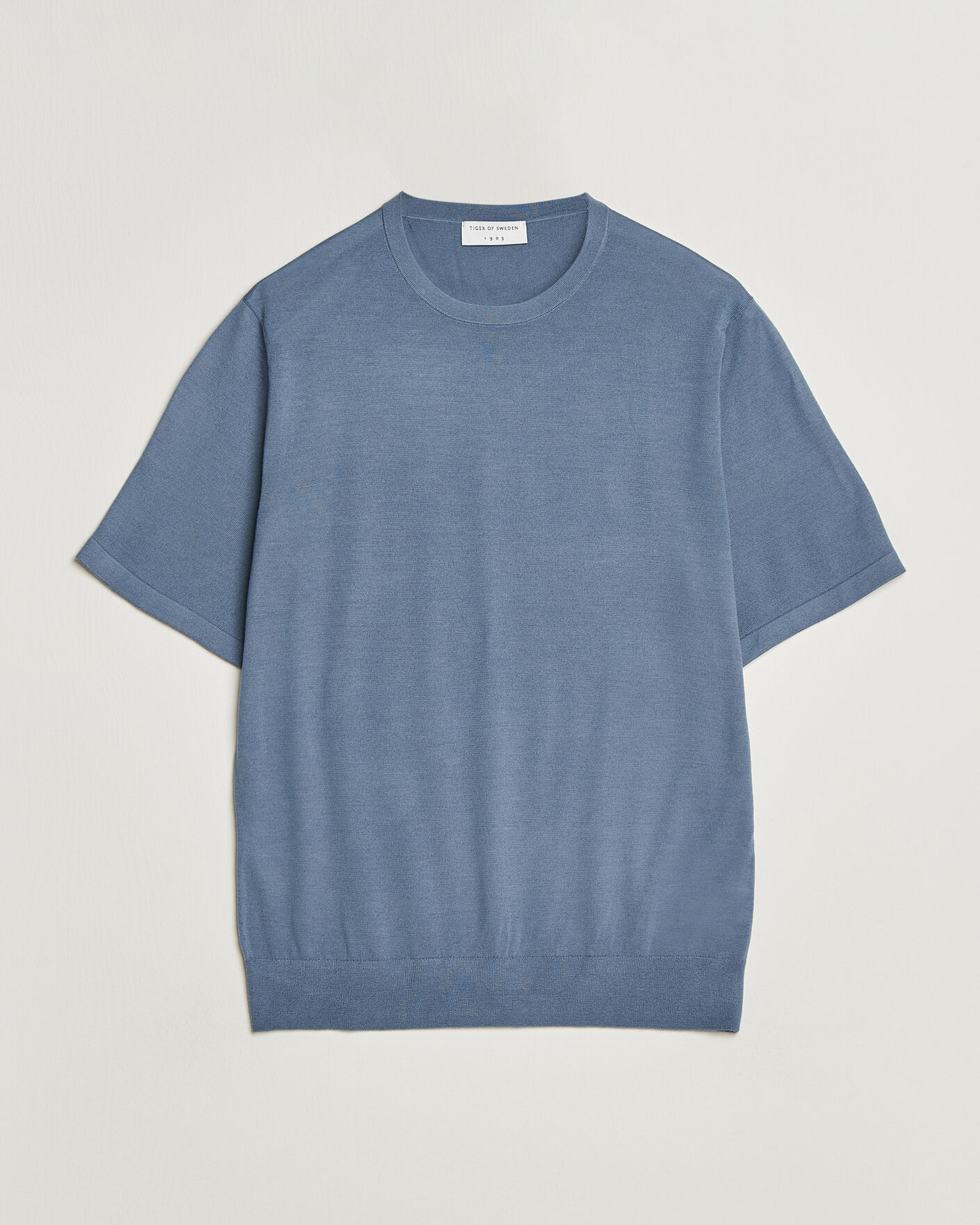 Herre | T-Shirts | Tiger of Sweden | Connor Merino Knitted T-Shirt Dull Blue