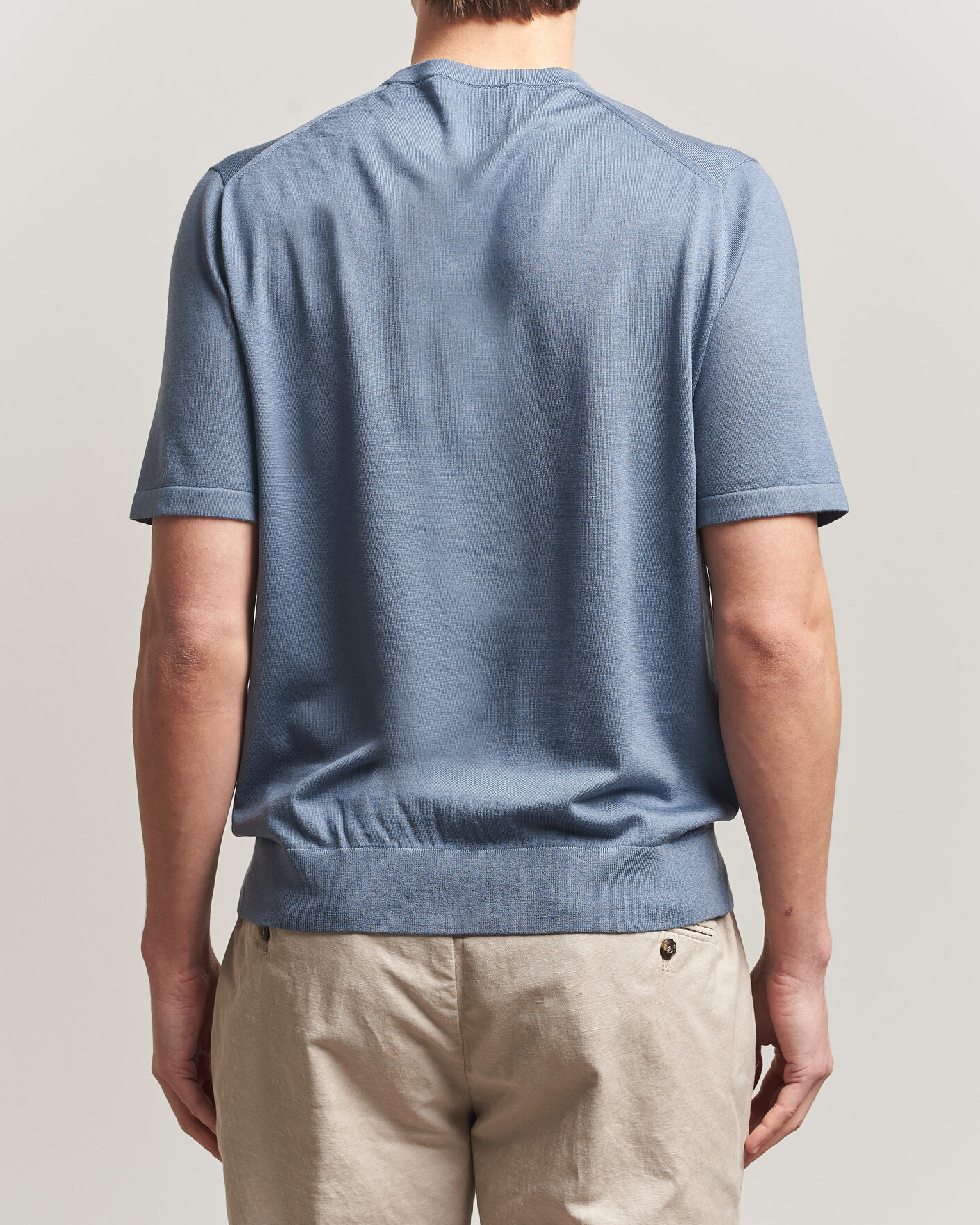 Herre | T-Shirts | Tiger of Sweden | Connor Merino Knitted T-Shirt Dull Blue