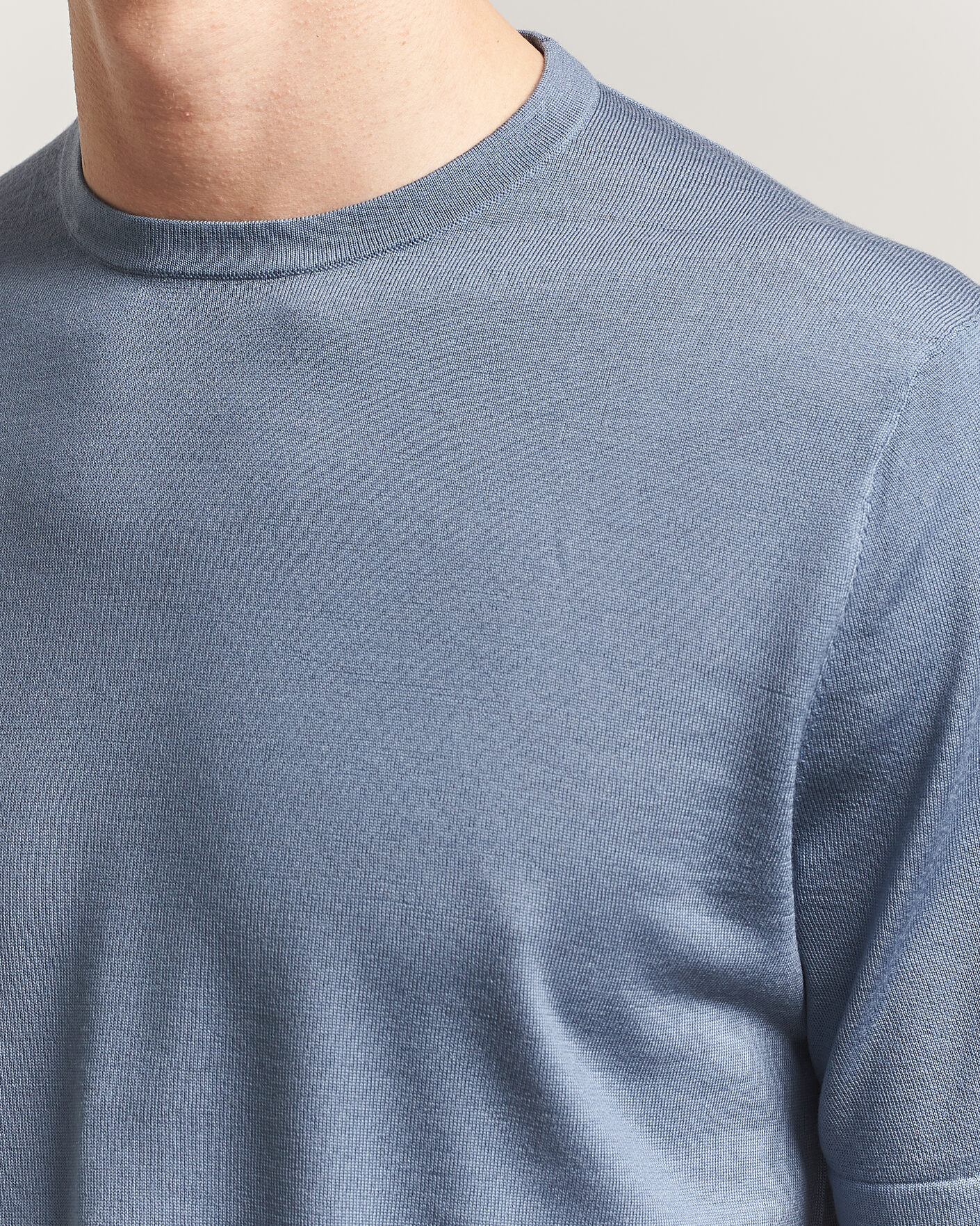 Herre | T-Shirts | Tiger of Sweden | Connor Merino Knitted T-Shirt Dull Blue